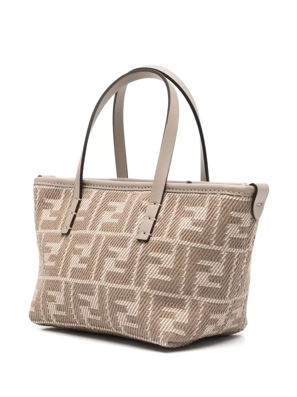 denim-effect ff jacquard roll mini bag