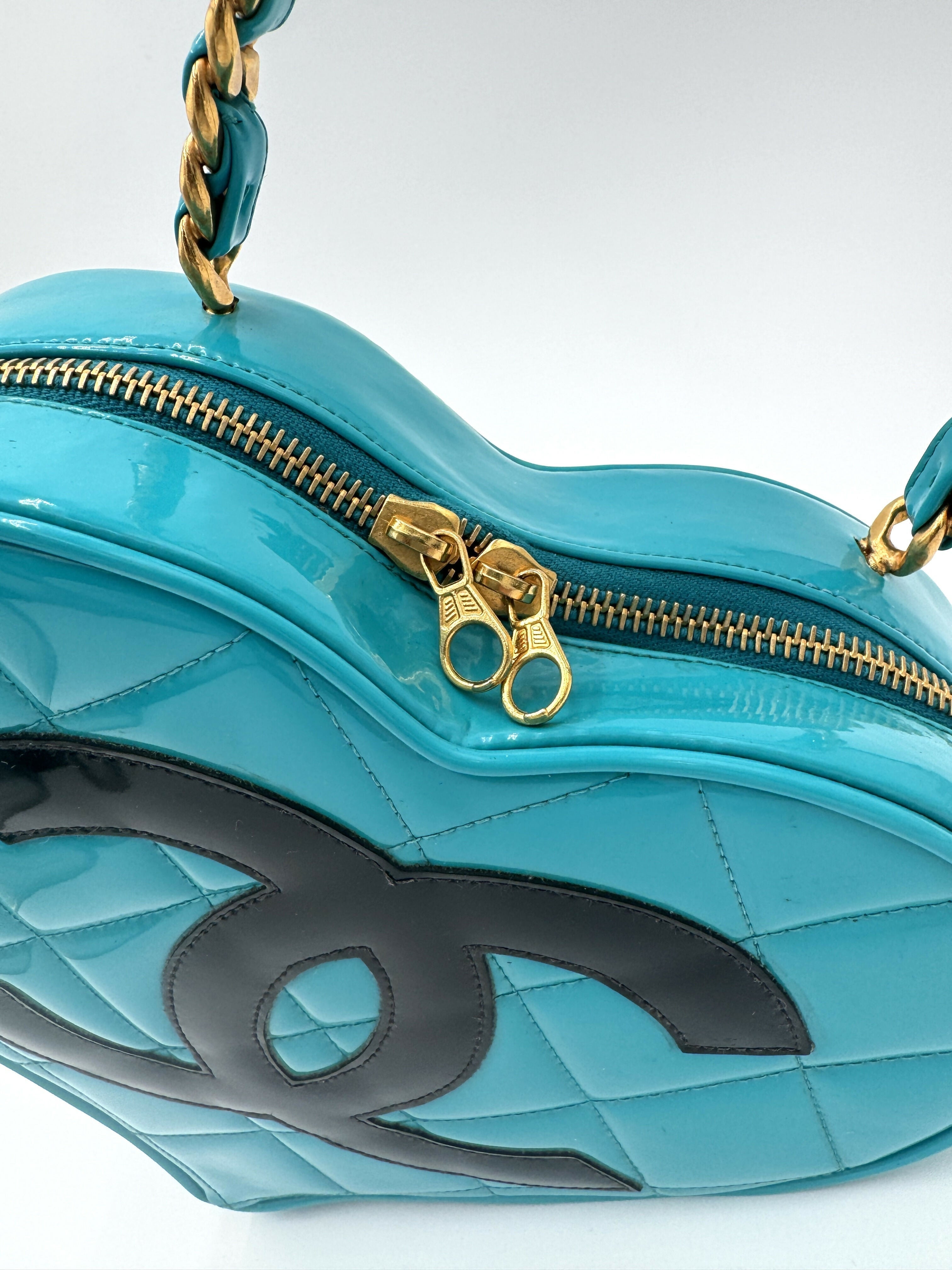 Chanel 1995 Vintage Barbie Blue & Black Heart Vanity Bag