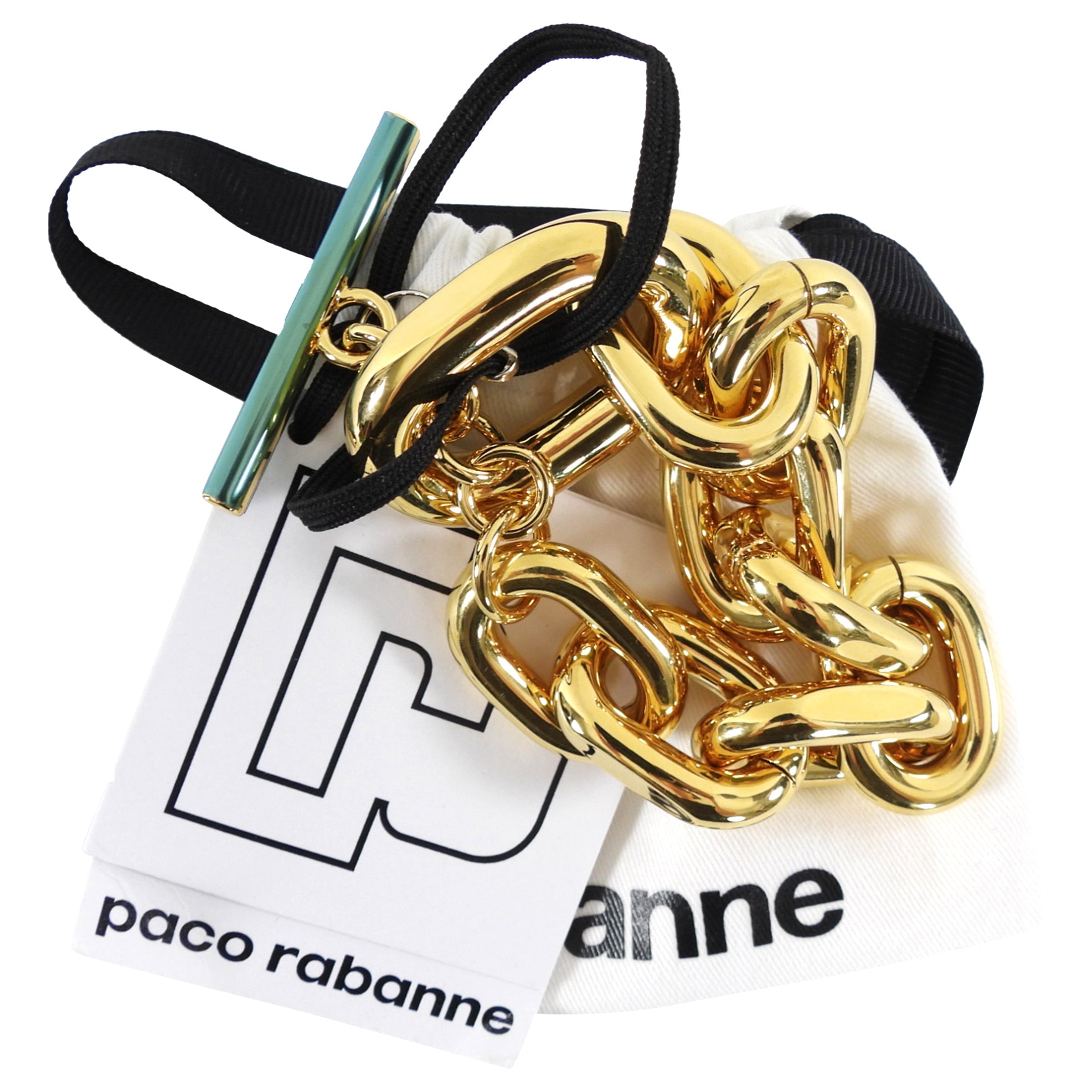 Paco Rabanne Chunky Shiny Goldtone Chain Link Toggle Bracelet
