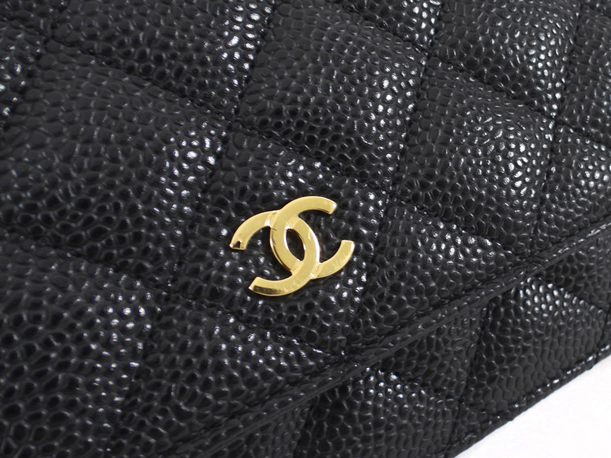 Chanel Black Caviar Leather Classic Wallet on Chain WOC GHW