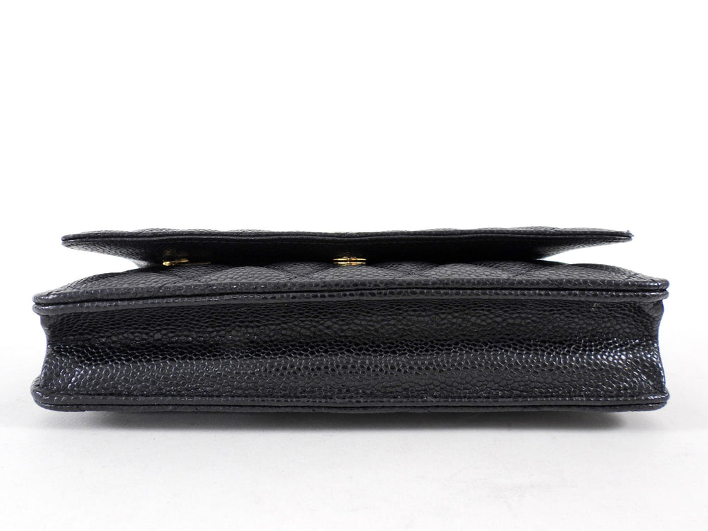 Chanel Black Caviar Leather Classic Wallet on Chain WOC GHW