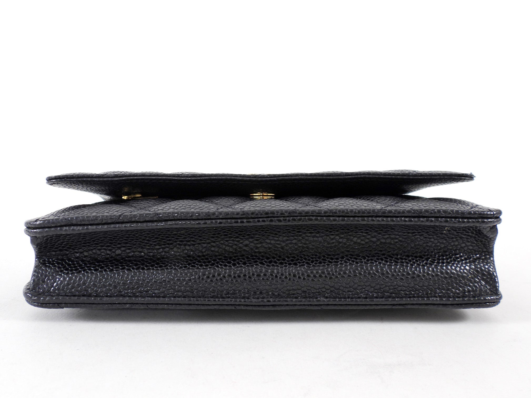 Chanel Black Caviar Leather Classic Wallet on Chain WOC GHW