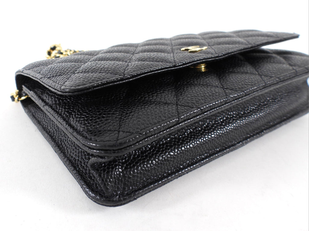 Chanel Black Caviar Leather Classic Wallet on Chain WOC GHW