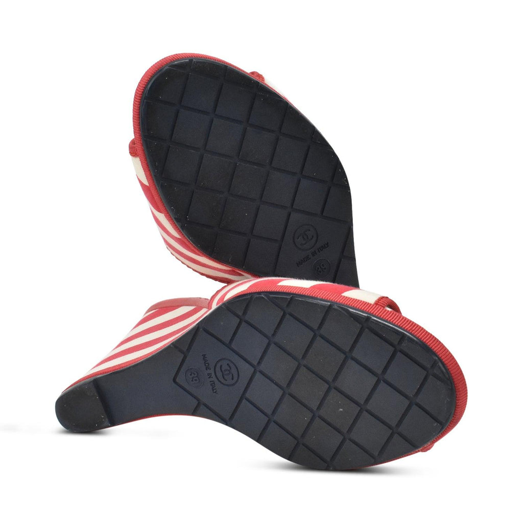 Chanel Striped Wedges - Women's 39