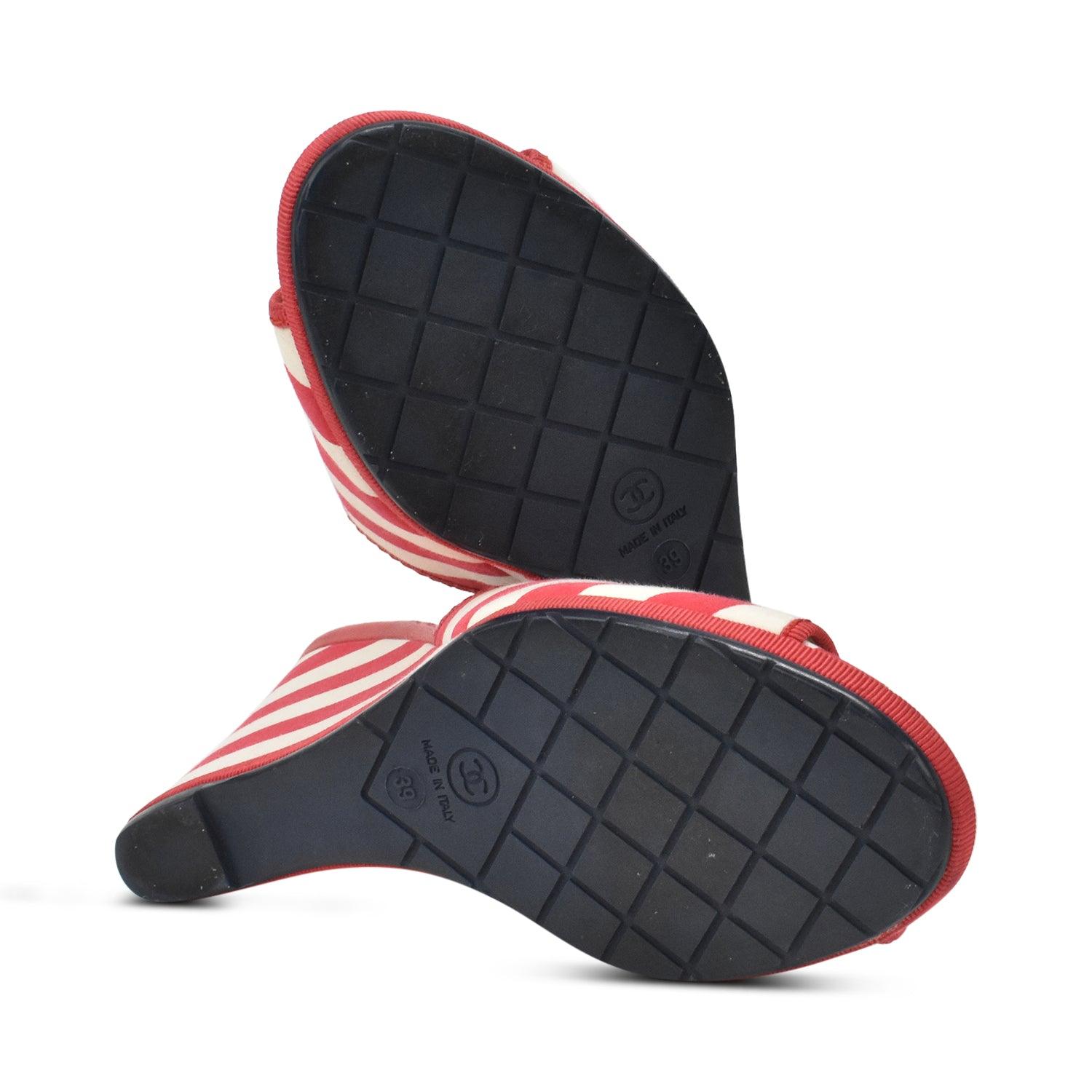 Chanel Striped Wedges - Women's 39