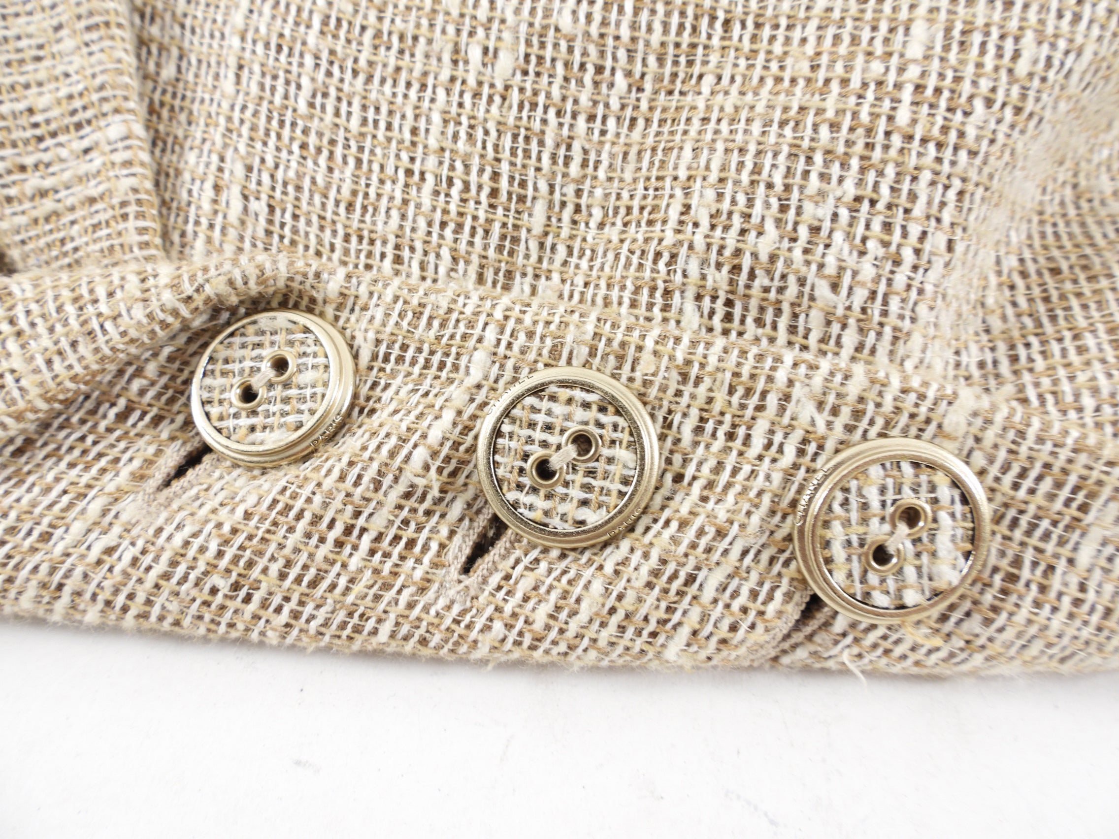 Chanel 08P Beige Linen Blend flare Jacket - FR44 / 12 / L