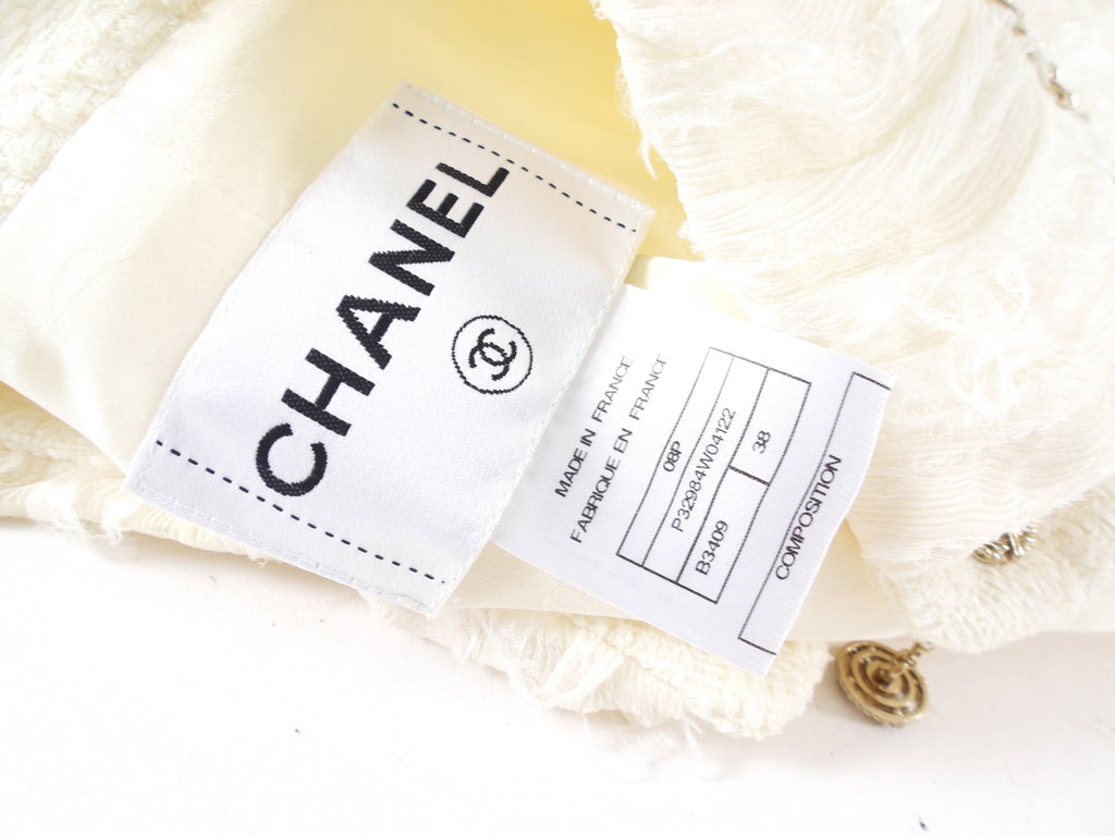 Chanel 08P Ivory Tweed Chain Trim Jacket - FR38 / S