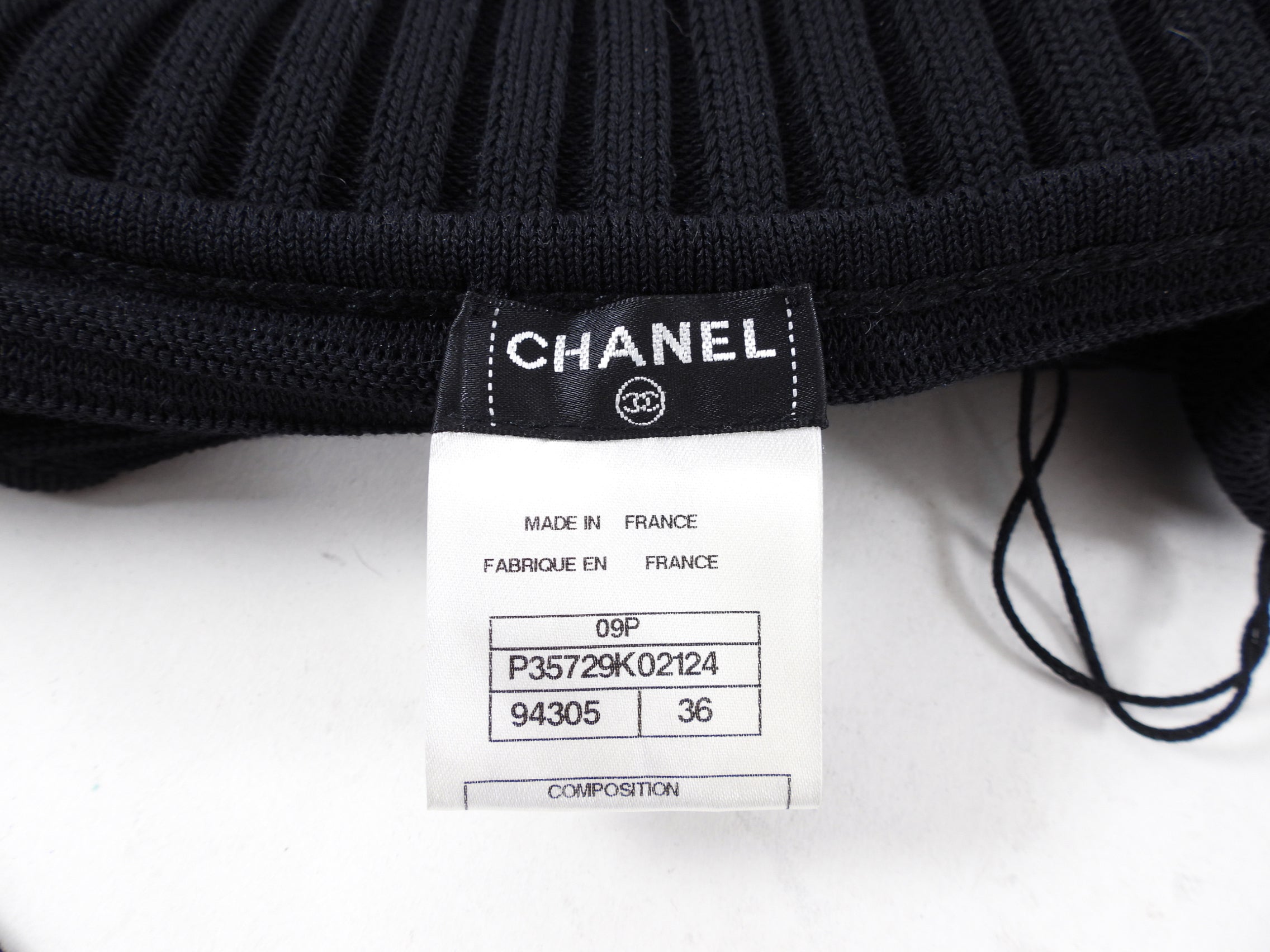 Chanel 09P Black Off Shoulder Rib Tube Dress with Removable Sleeves - FR36