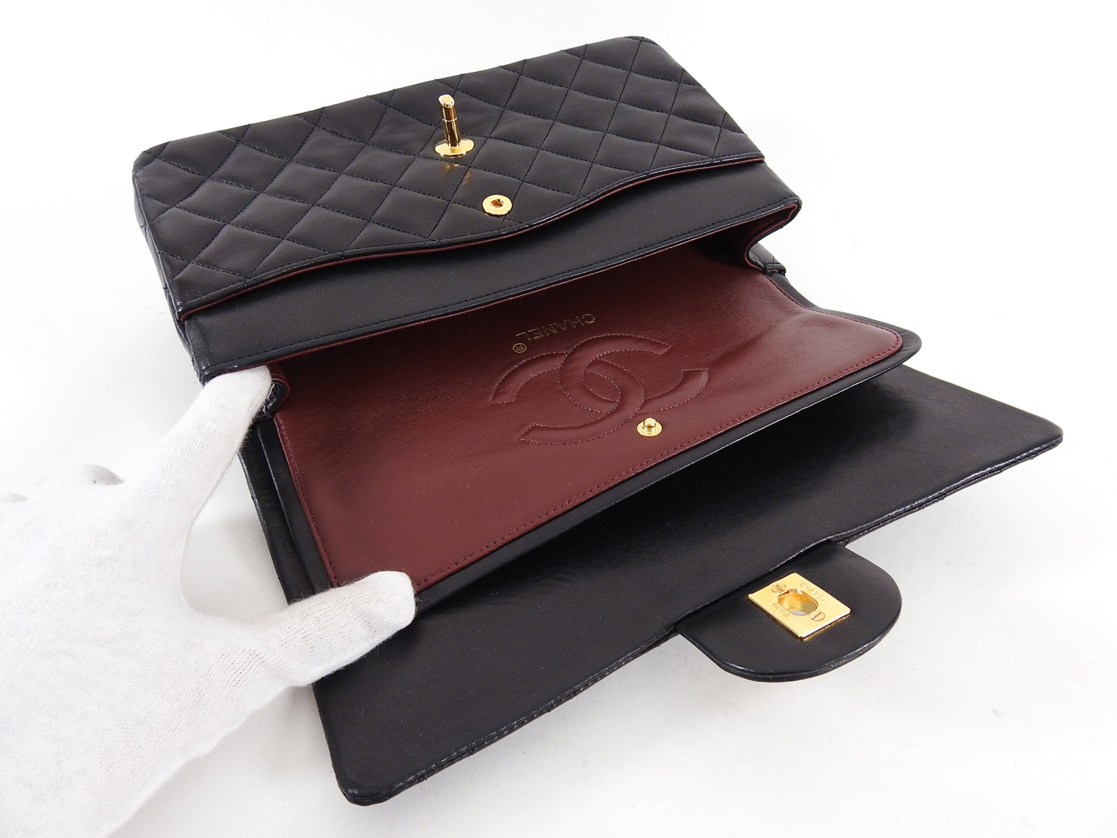 Chanel Vintage 1989-1991 Medium Lambskin Double Flap Bag