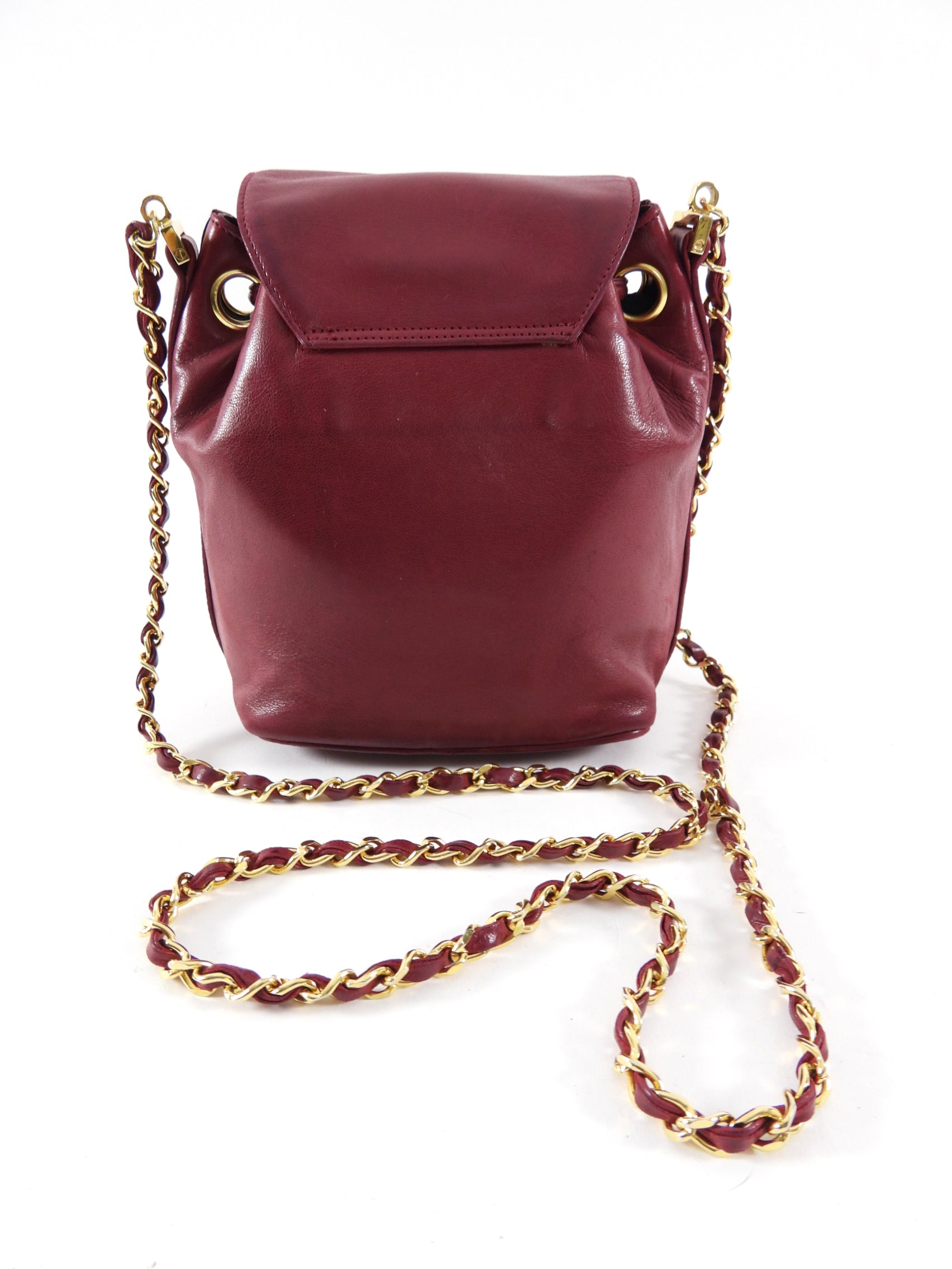Chanel Vintage 1994-96 Red Lambskin Leather Drawstring Bucket Bag