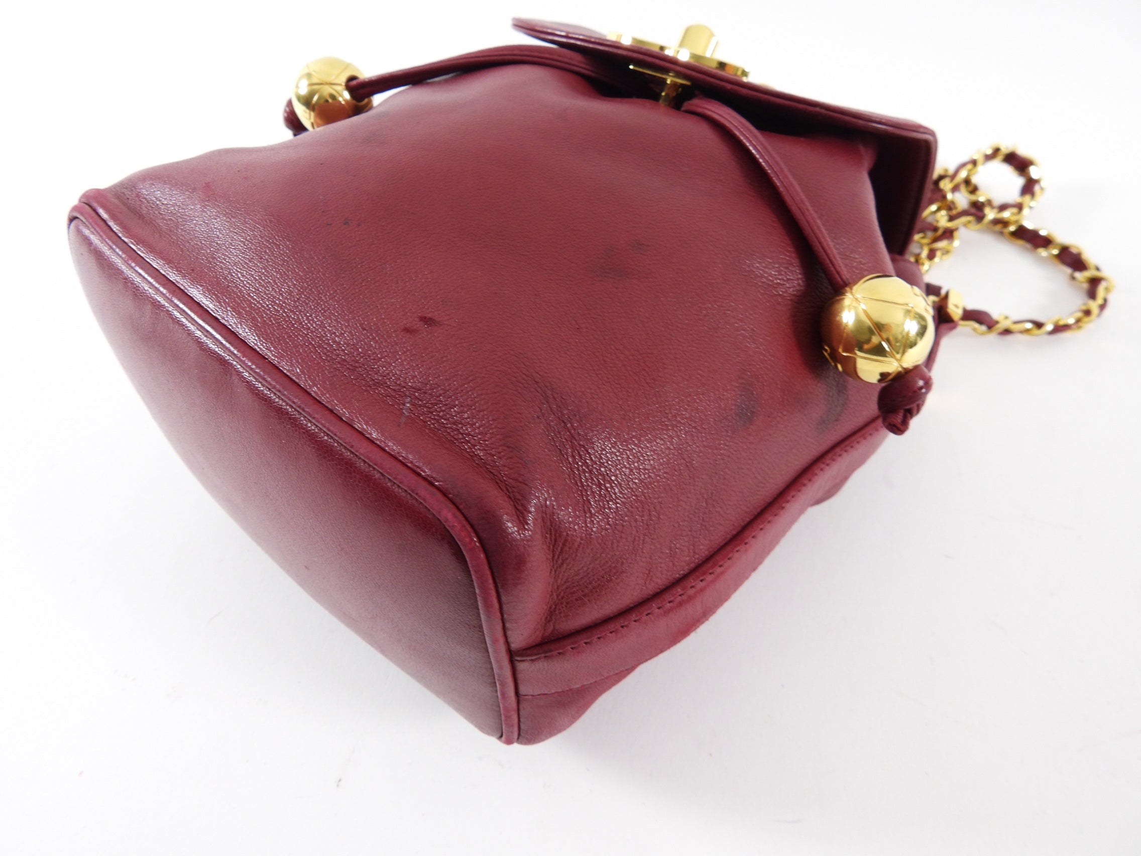 Chanel Vintage 1994-96 Red Lambskin Leather Drawstring Bucket Bag