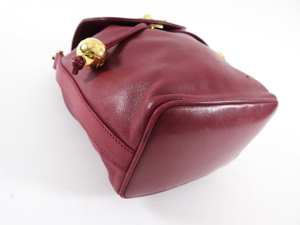 Chanel Vintage 1994-96 Red Lambskin Leather Drawstring Bucket Bag