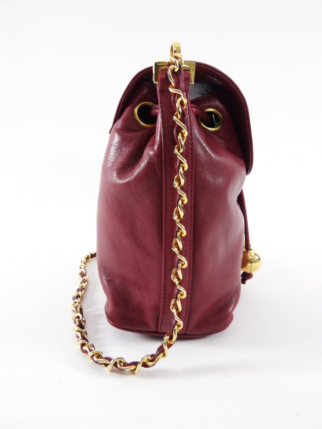 Chanel Vintage 1994-96 Red Lambskin Leather Drawstring Bucket Bag