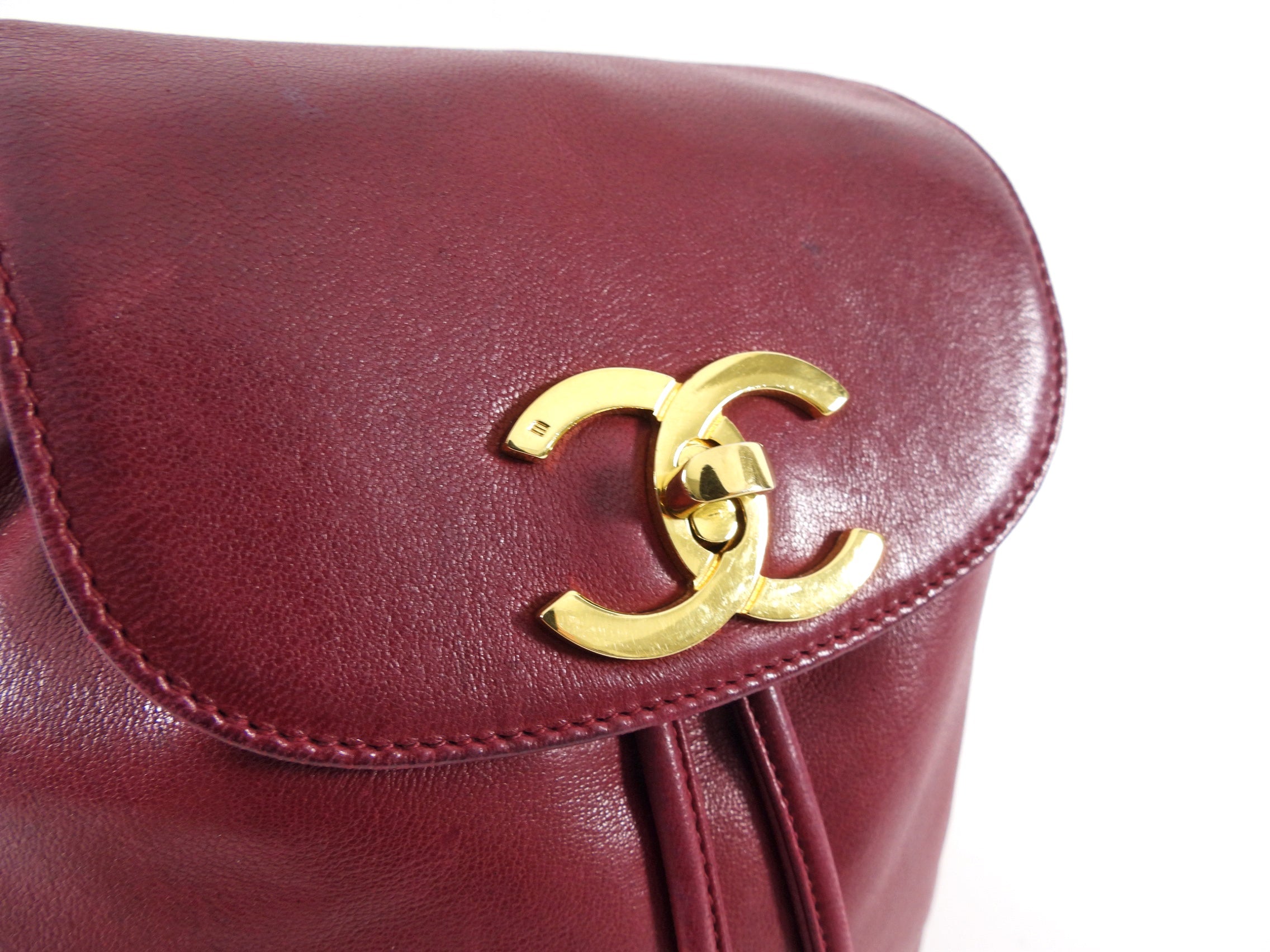 Chanel Vintage 1994-96 Red Lambskin Leather Drawstring Bucket Bag