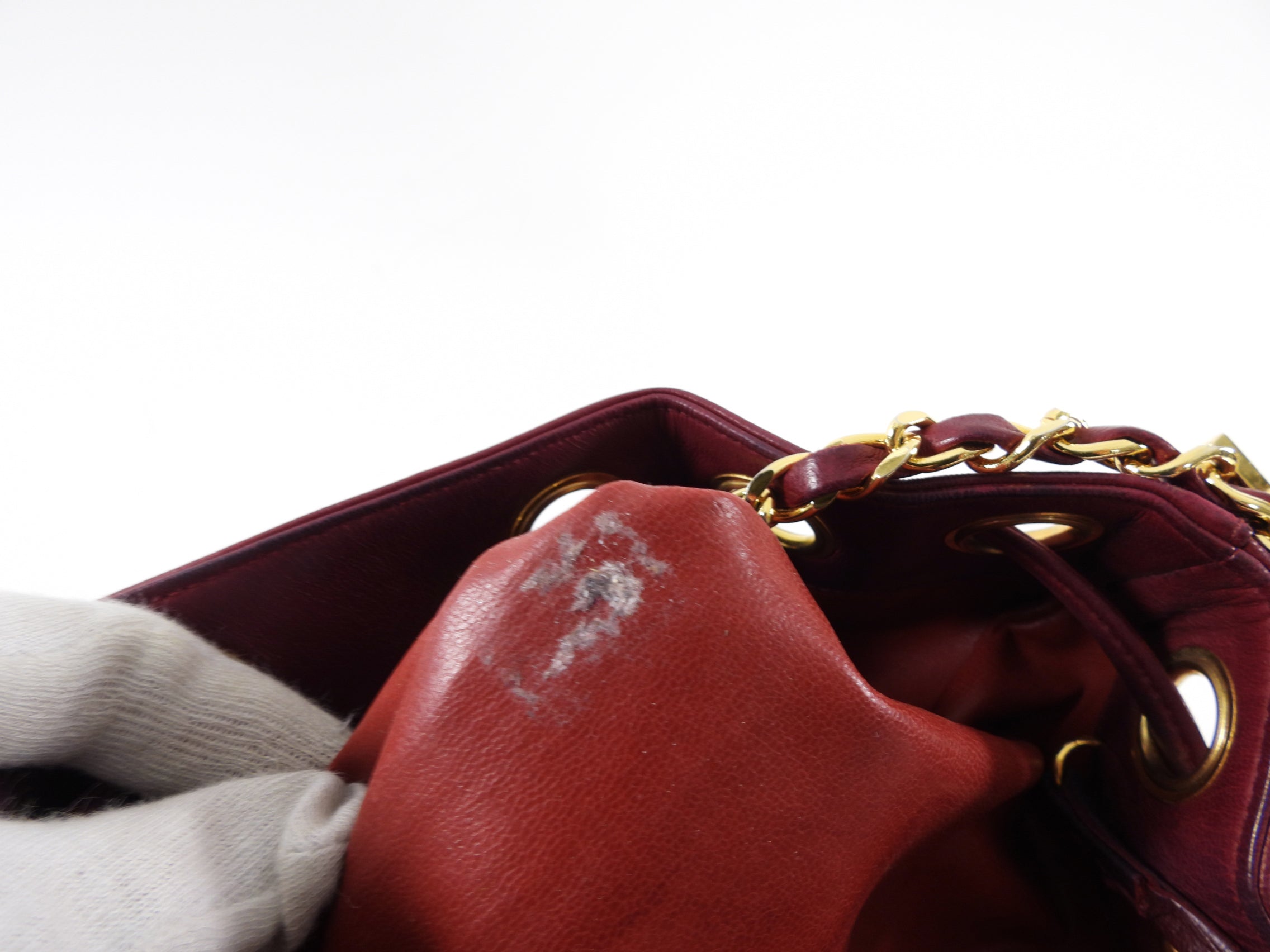 Chanel Vintage 1994-96 Red Lambskin Leather Drawstring Bucket Bag