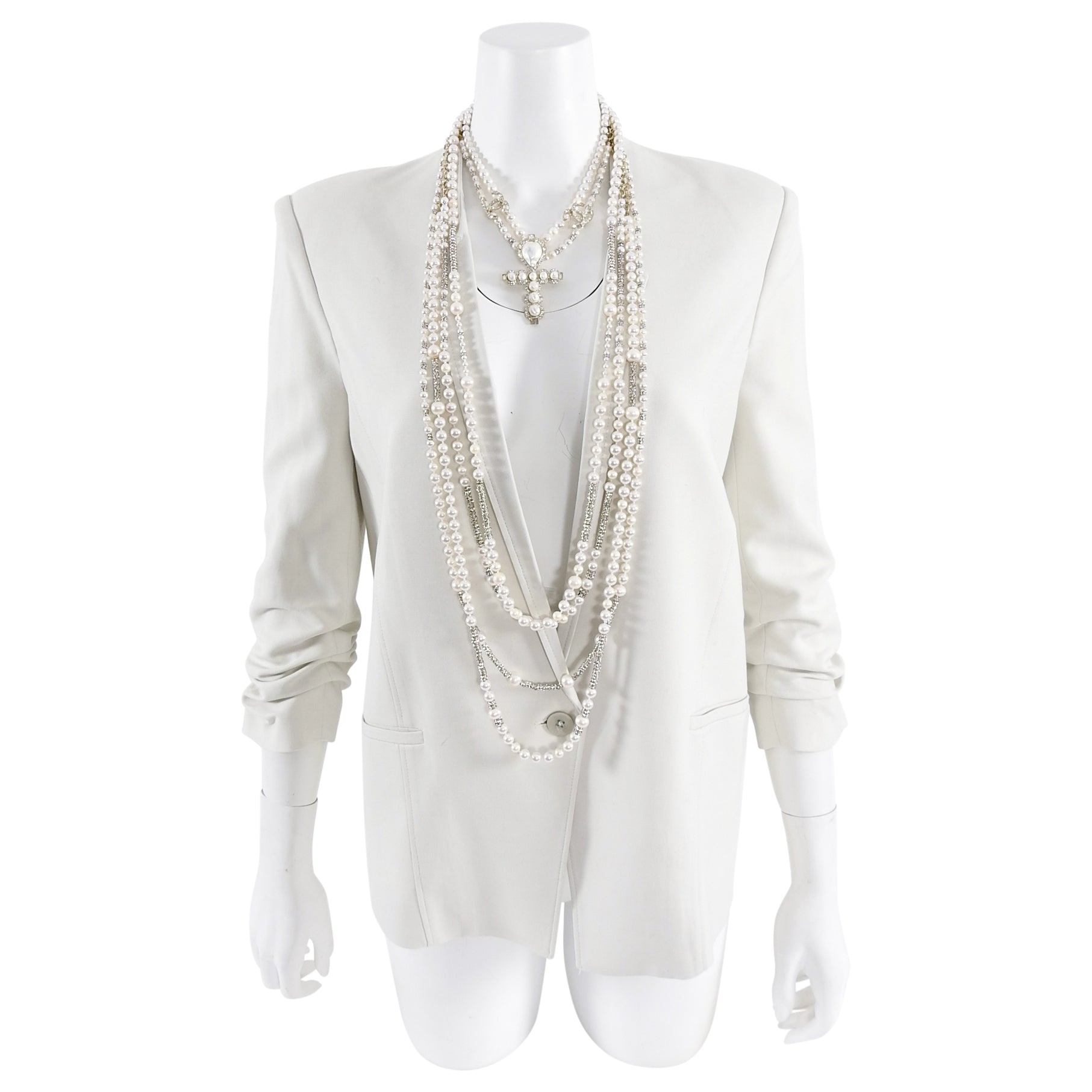 Chanel Pre-Fall 2019 Pearl and Strass Multi-Strand Statement Necklace
