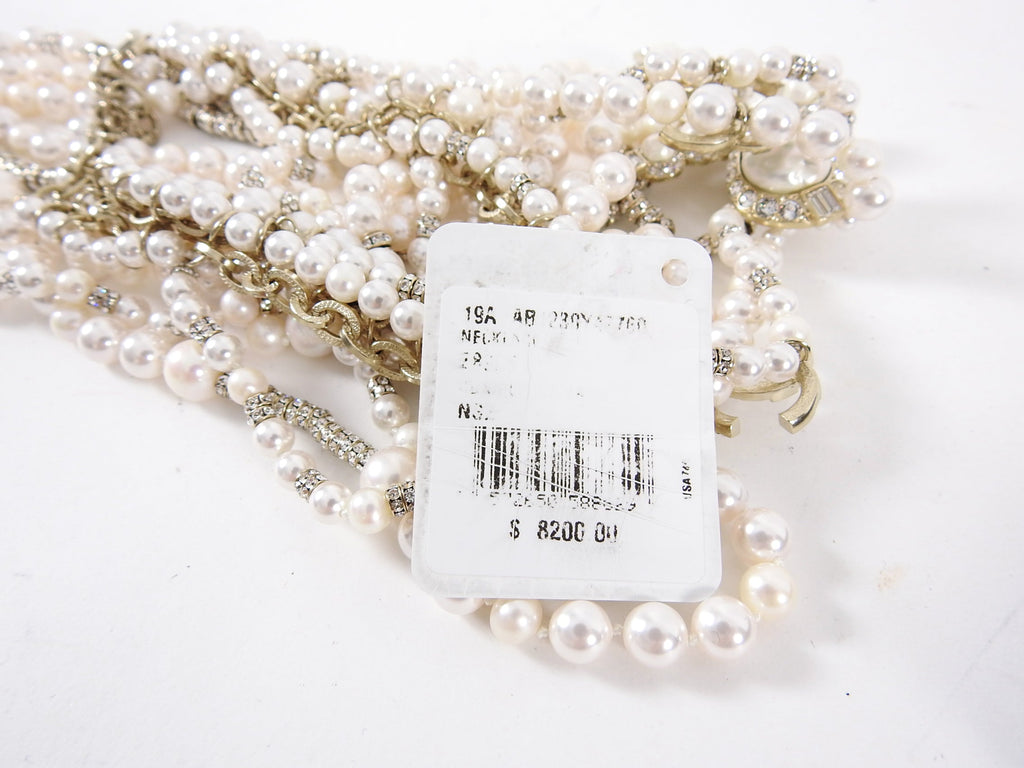Chanel Pre-Fall 2019 Pearl and Strass Multi-Strand Statement Necklace