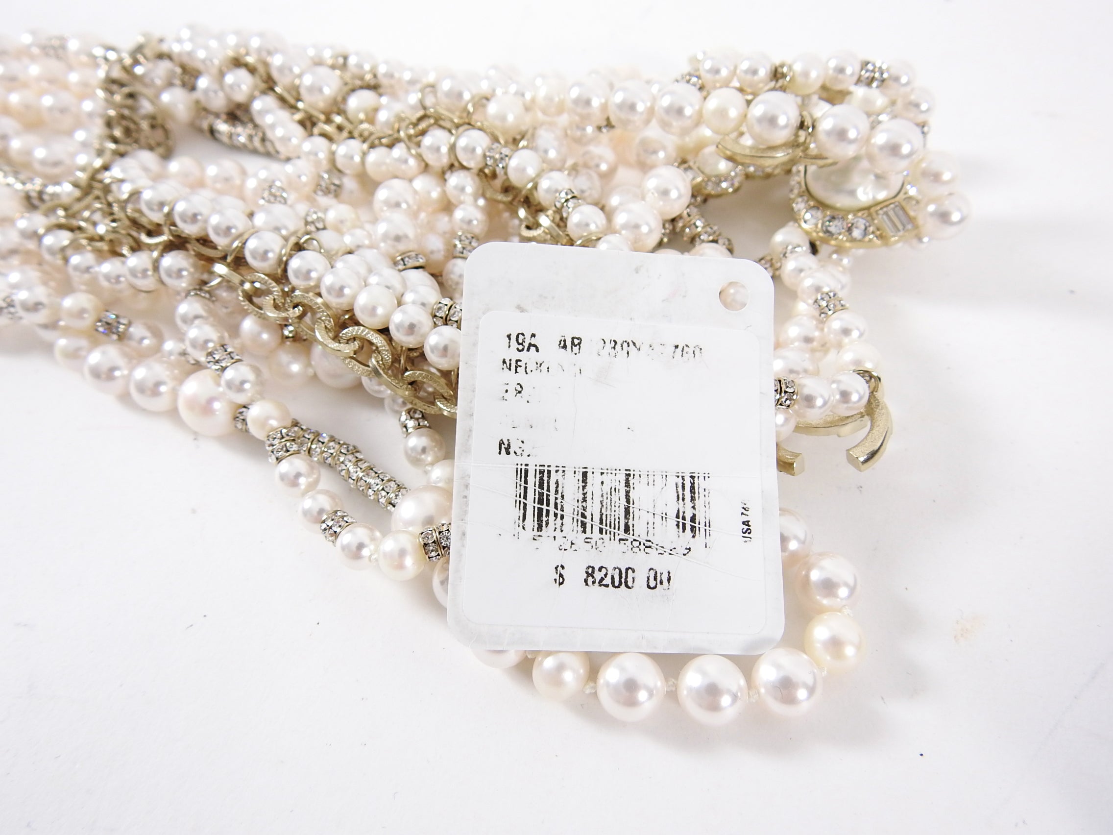 Chanel Pre-Fall 2019 Pearl and Strass Multi-Strand Statement Necklace