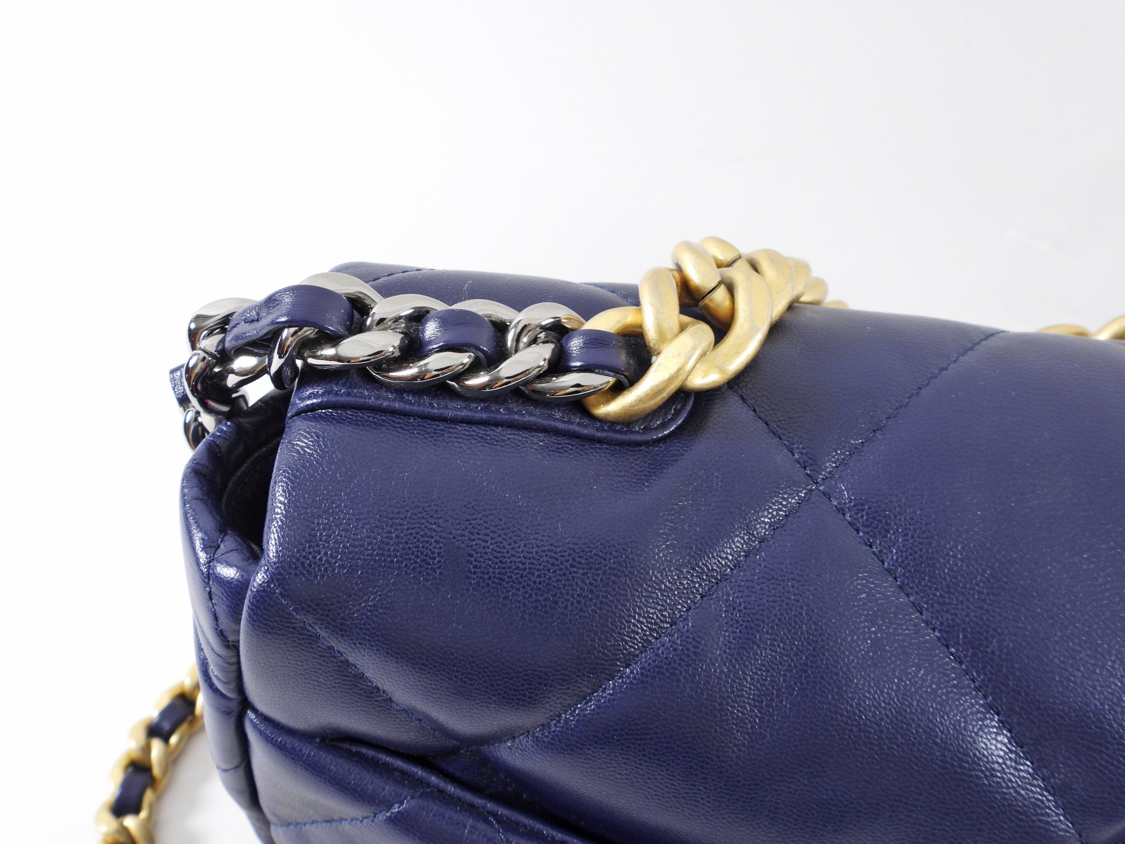 Chanel 19 Large Dark Purple Quilted Leather Flap Bag