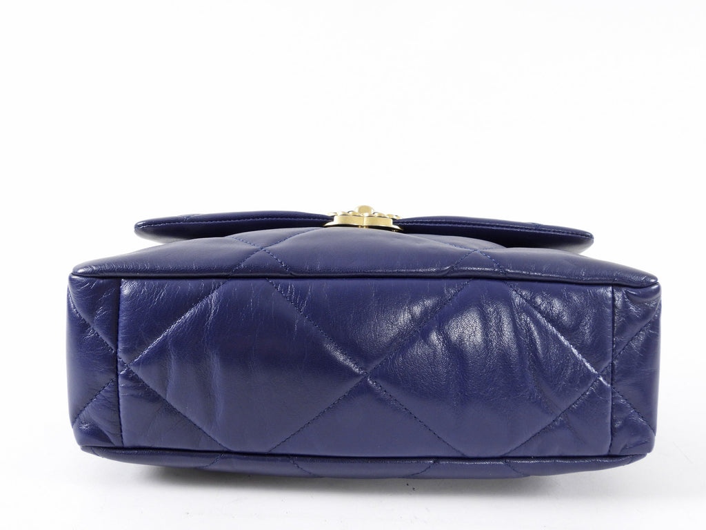 Chanel 19 Large Dark Purple Quilted Leather Flap Bag