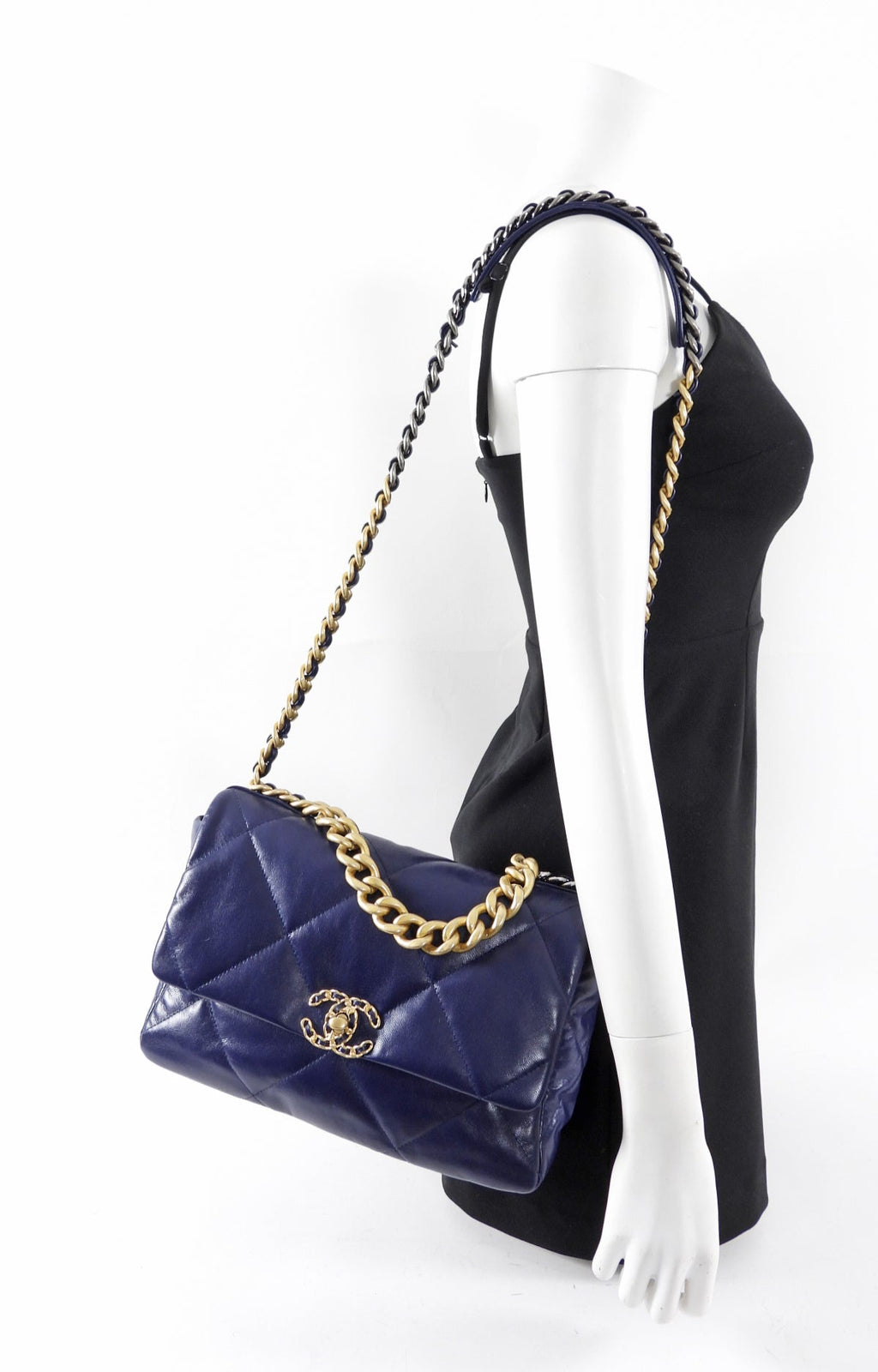 Chanel 19 Large Dark Purple Quilted Leather Flap Bag