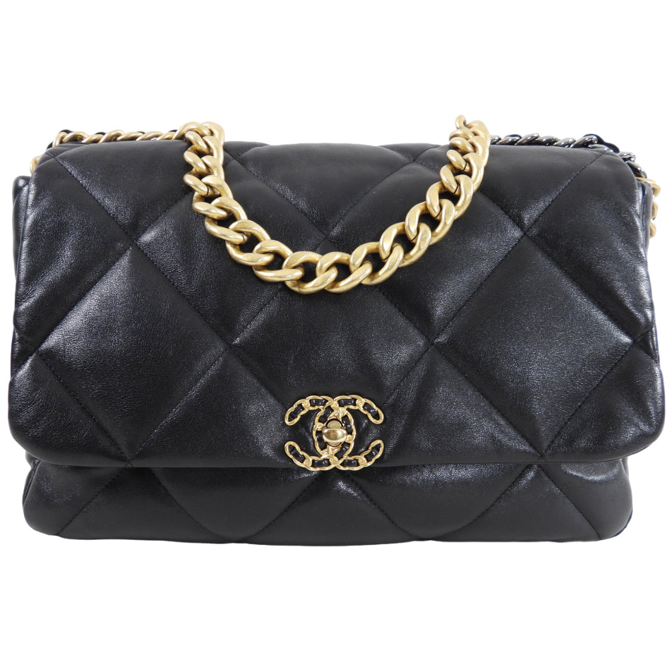 Chanel 19 Black Quilted Leather Maxi Flap Bag
