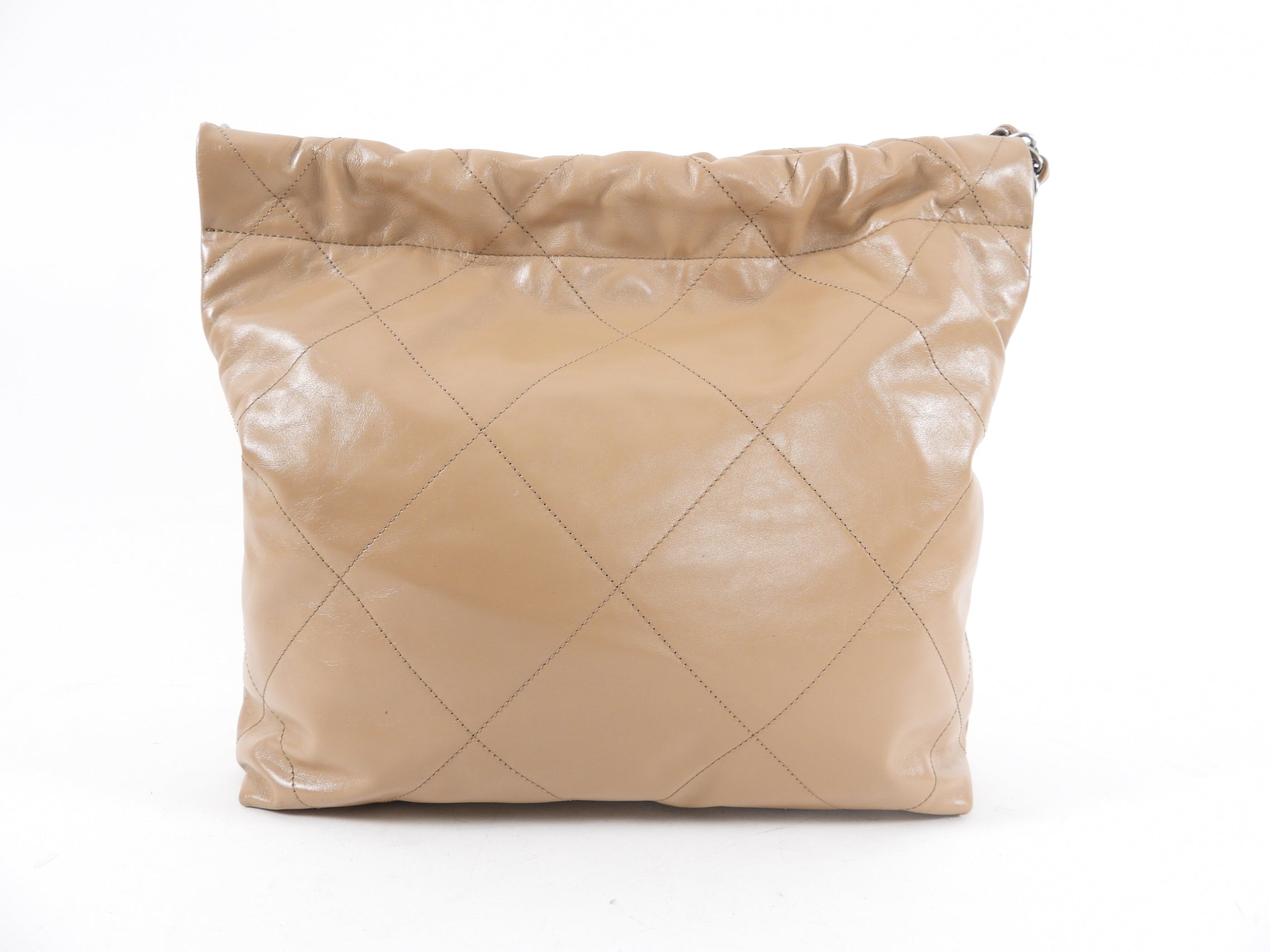 Chanel 22 Beige Glossed Leather Medium Chain Bag