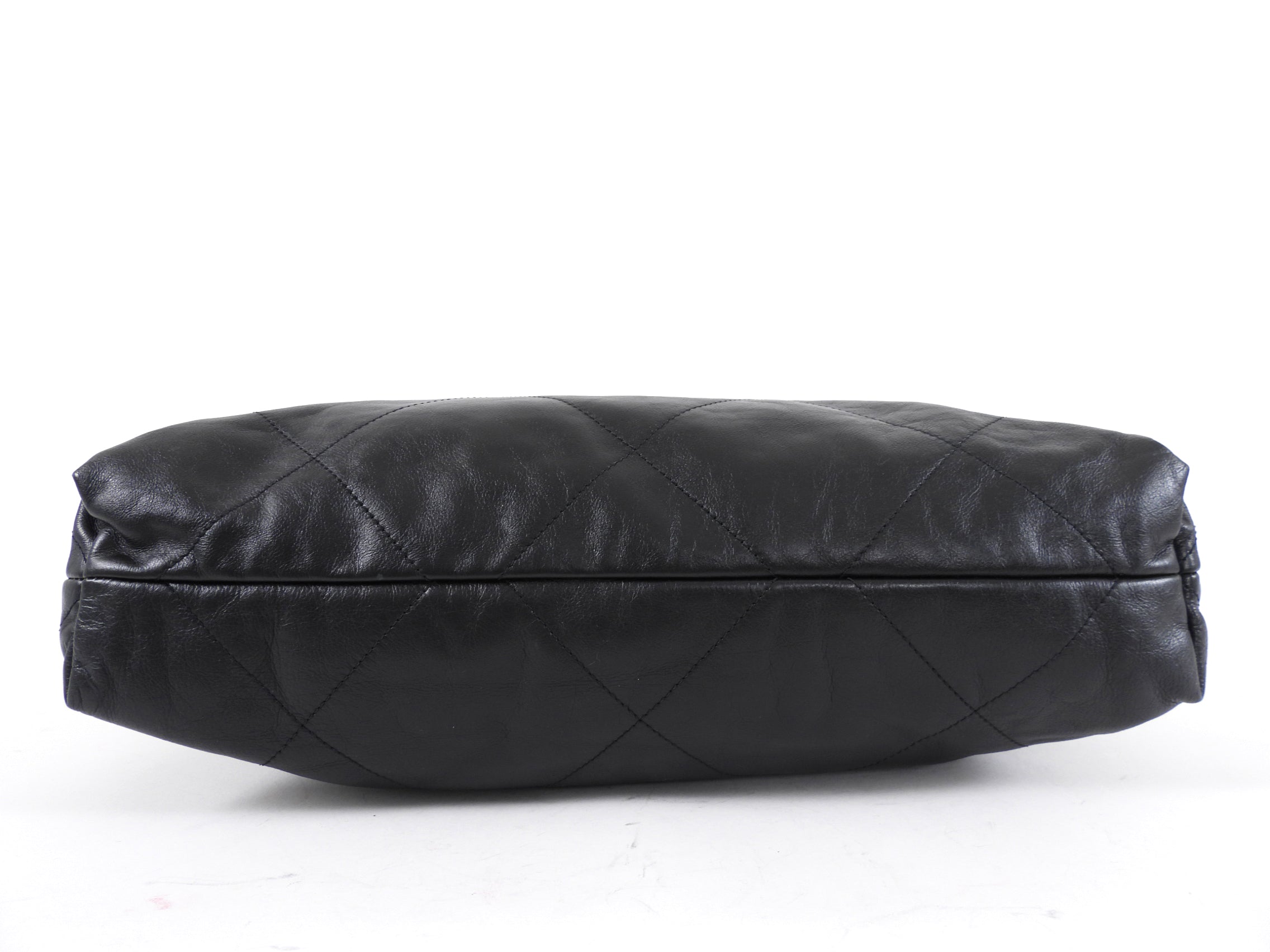 Chanel 22 Black Glossed Leather Large Chain Bag