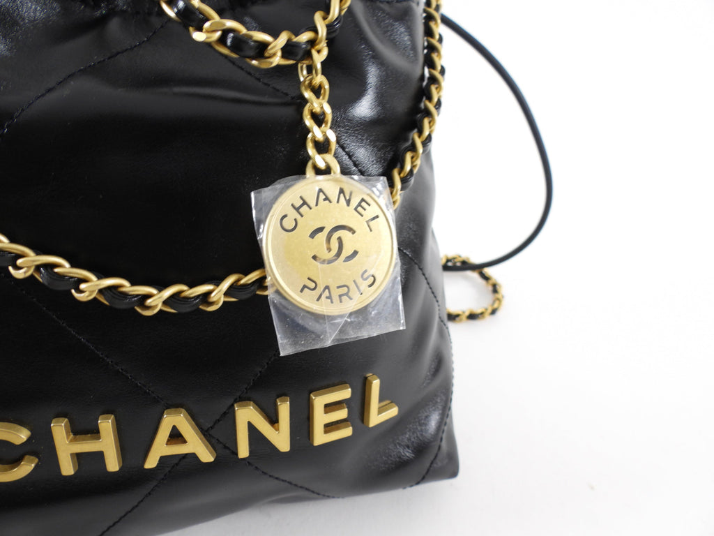 Chanel 23S Black Leather Chain 22 Mini Bag