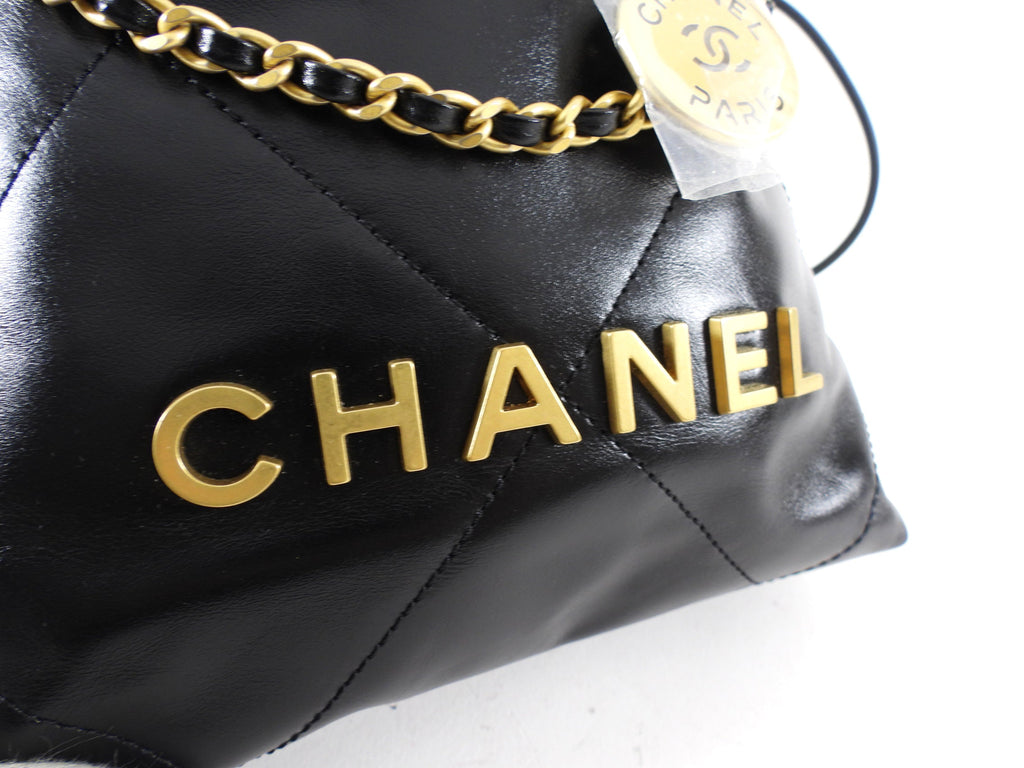Chanel 23S Black Leather Chain 22 Mini Bag