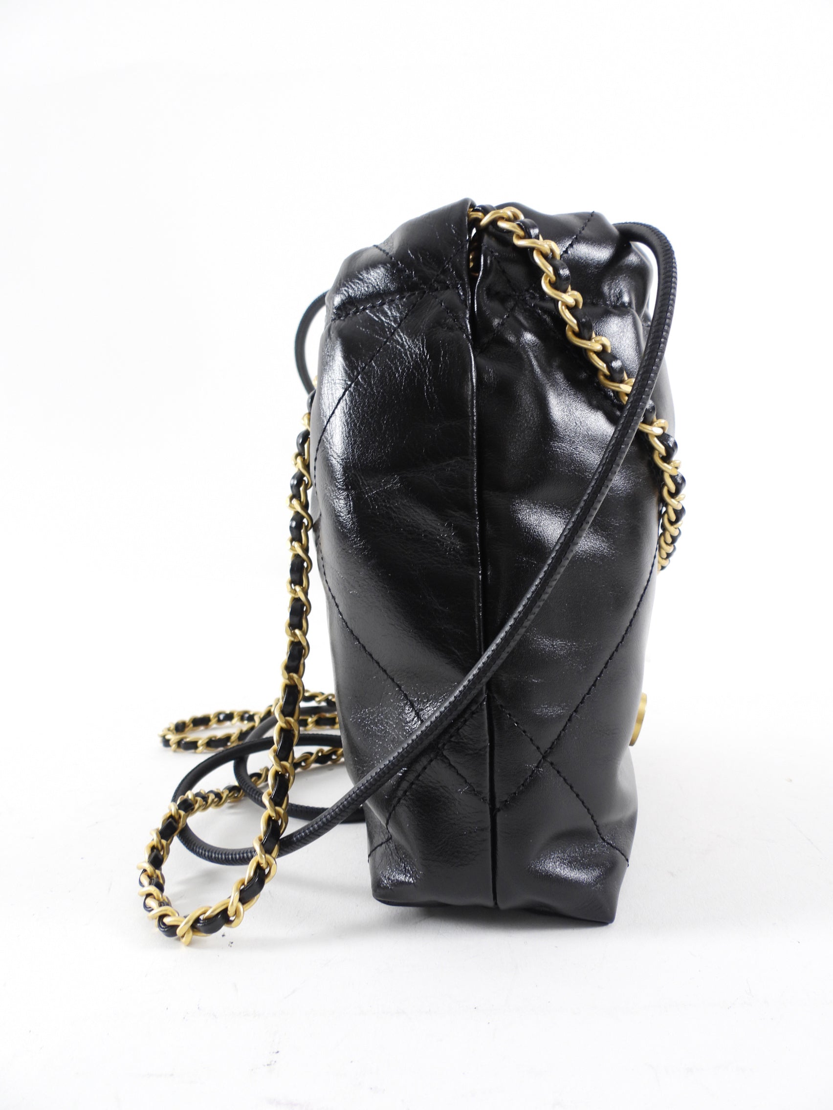 Chanel 23S Black Leather Chain 22 Mini Bag