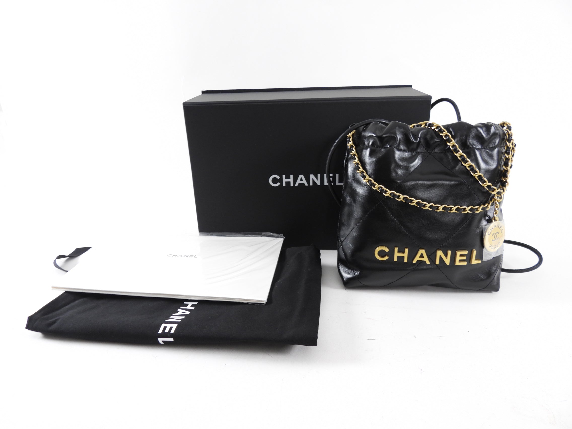 Chanel 23S Black Leather Chain 22 Mini Bag