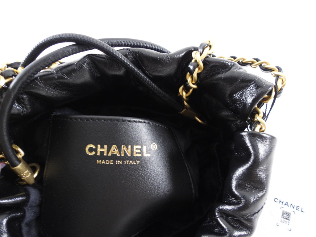 Chanel 23S Black Leather Chain 22 Mini Bag
