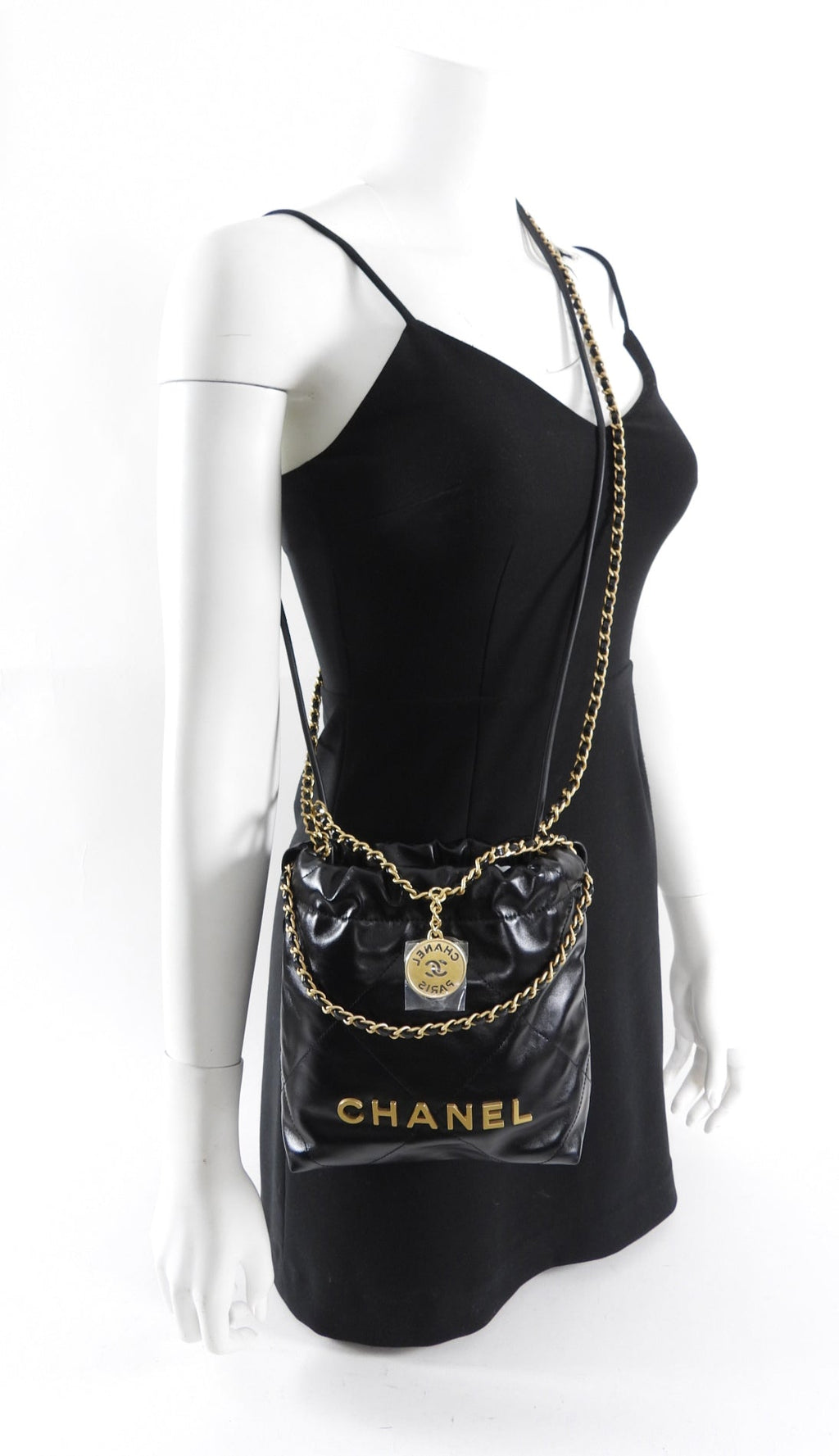 Chanel 23S Black Leather Chain 22 Mini Bag