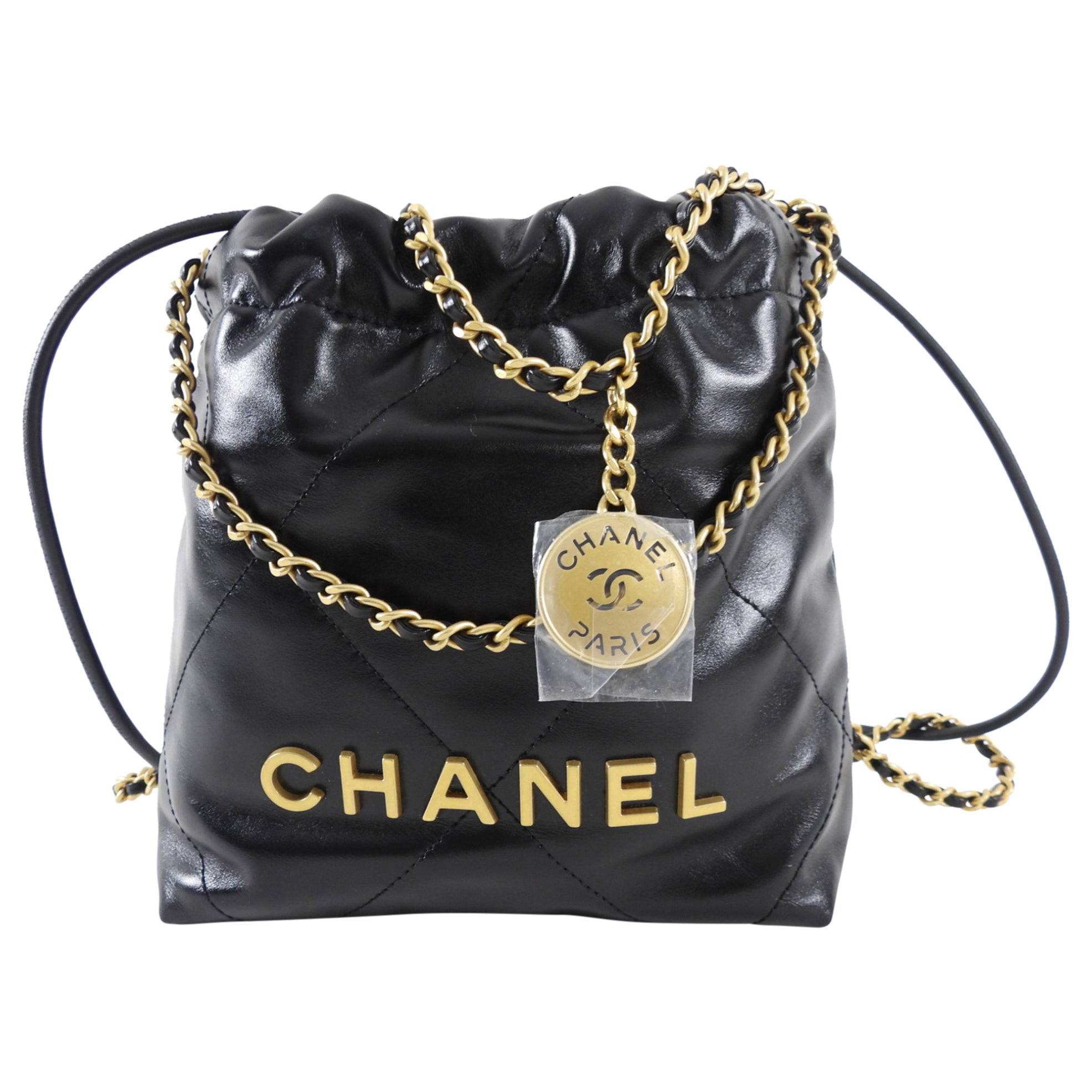 Chanel 23S Black Leather Chain 22 Mini Bag