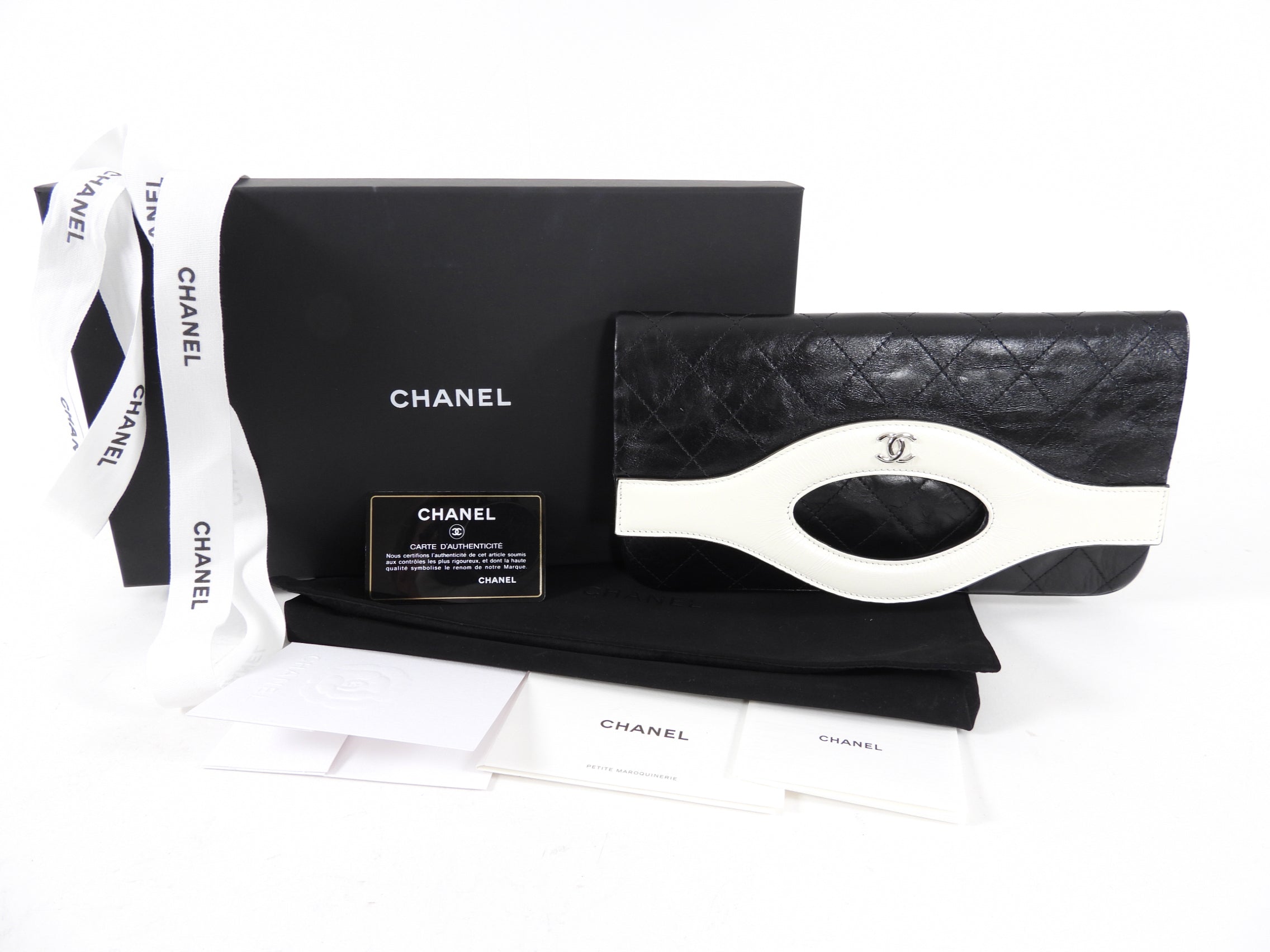 Chanel Small Black and White Quilted  31 Clutch Bag