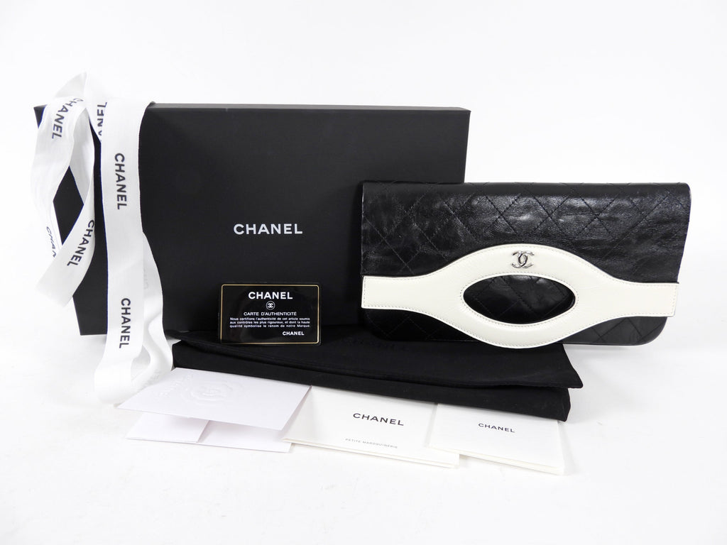 Chanel Small Black and White Quilted  31 Clutch Bag