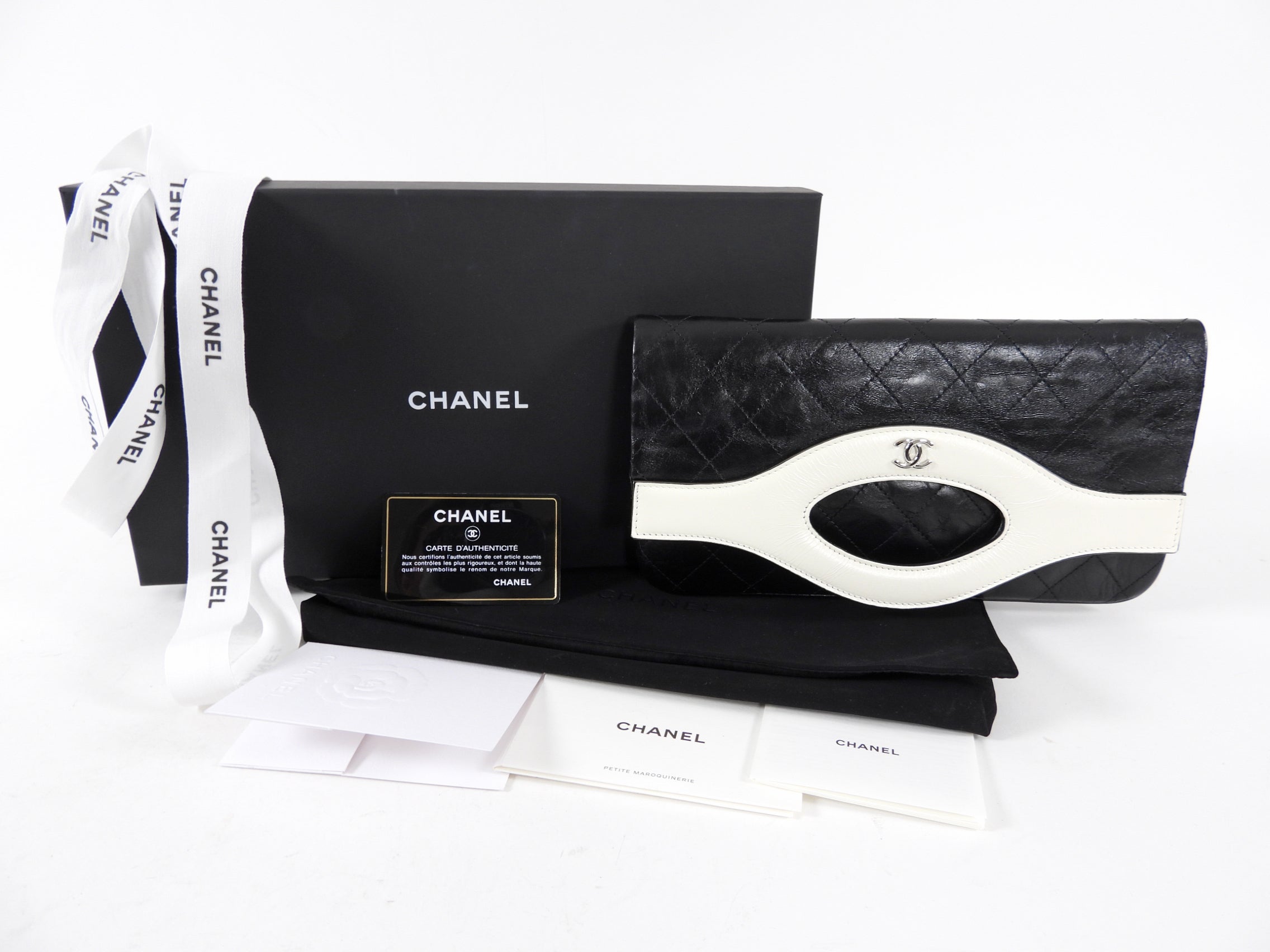 Chanel Small Black and White Quilted  31 Clutch Bag