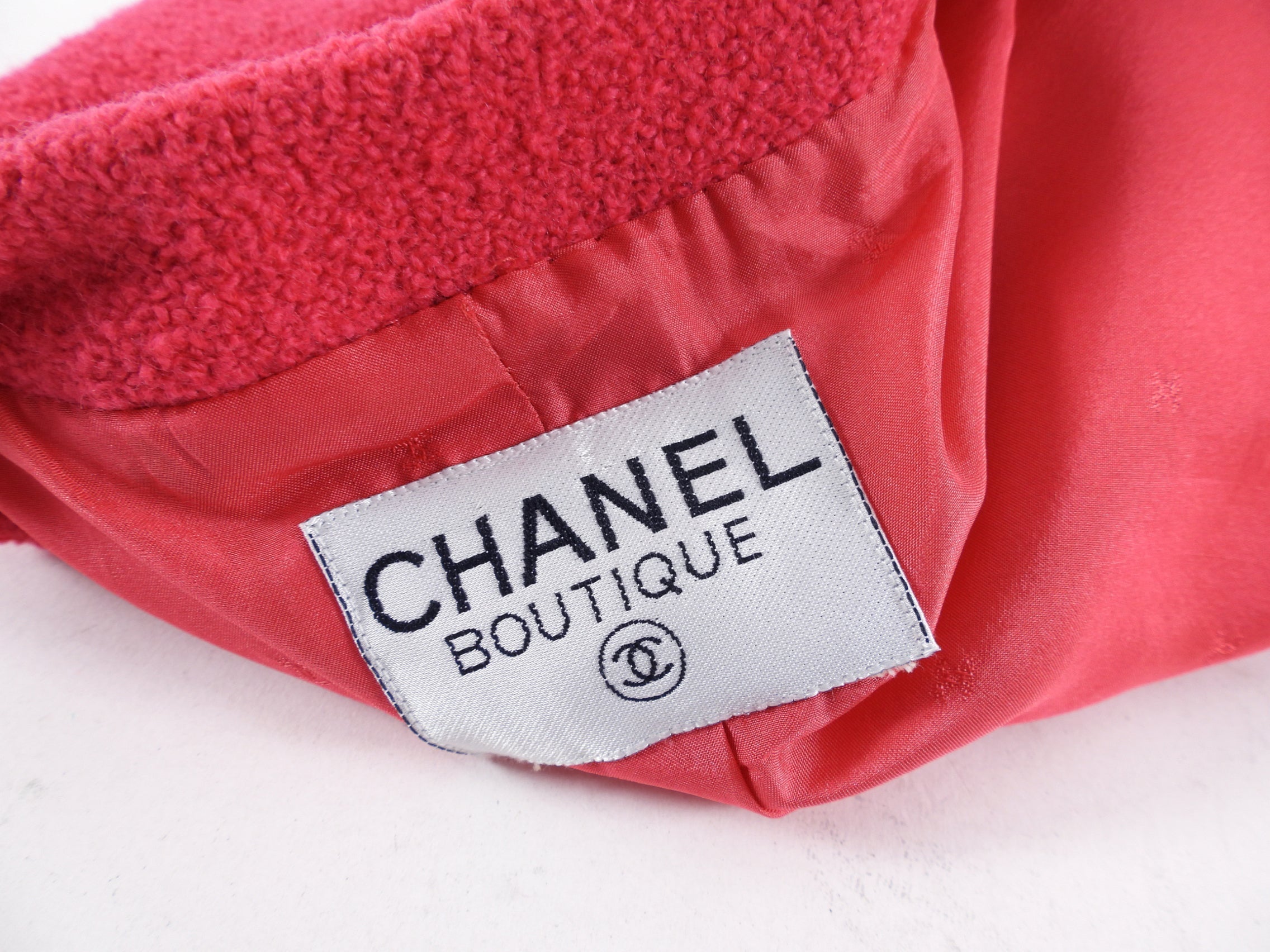 Chanel Vintage 1990's Boucle Wool Cherry Pink Jacket - M (6/8)