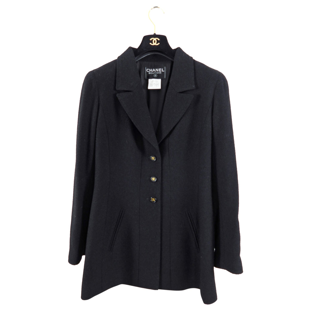 Chanel Vintage 97P Black Boucle Wool Classic CC Jacket - FR42 / 8 / 10