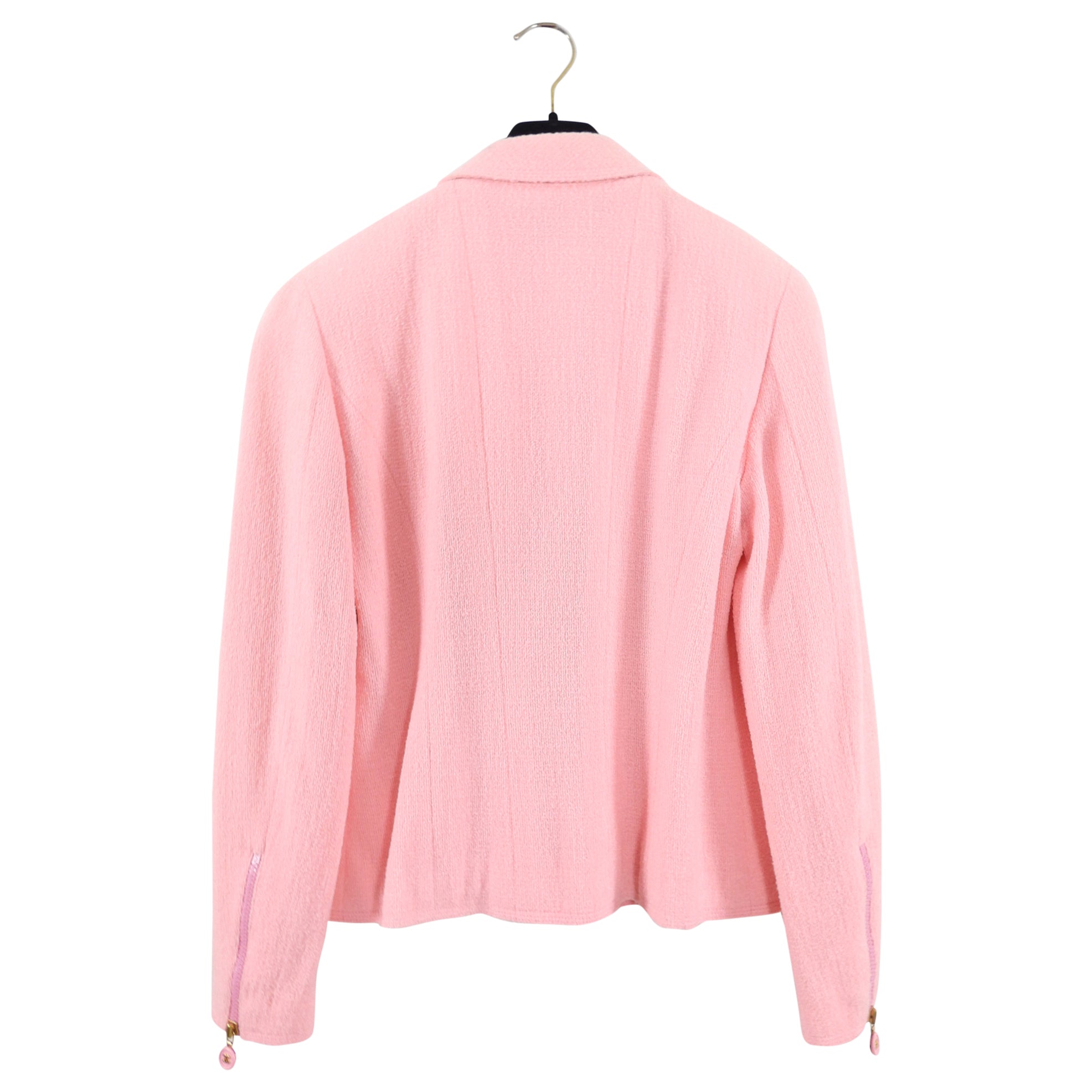 Chanel 97P Vintage Pink Boucle Wool Classic CC Button Jacket - FR42 / 8
