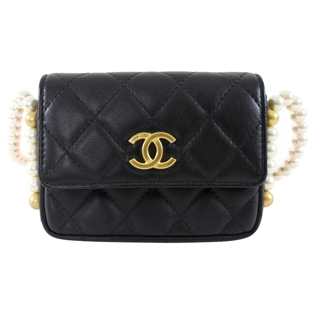 Chanel Black About Pearls Mini  Holder on Strap