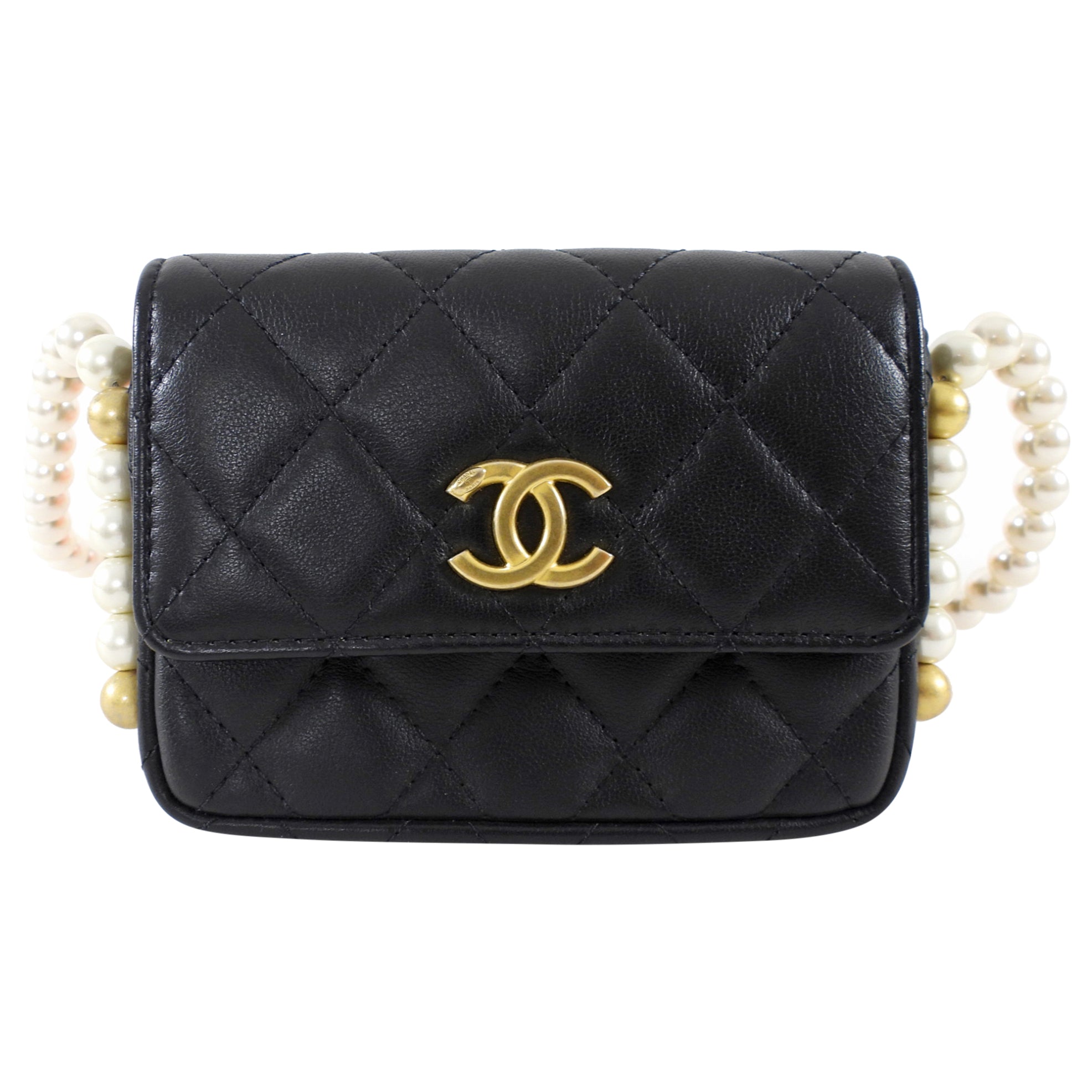 Chanel Black About Pearls Mini  Holder on Strap