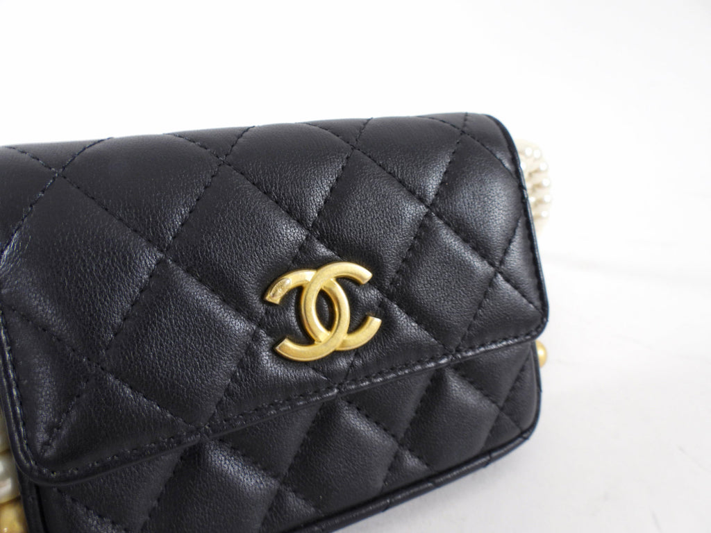 Chanel Black About Pearls Mini  Holder on Strap