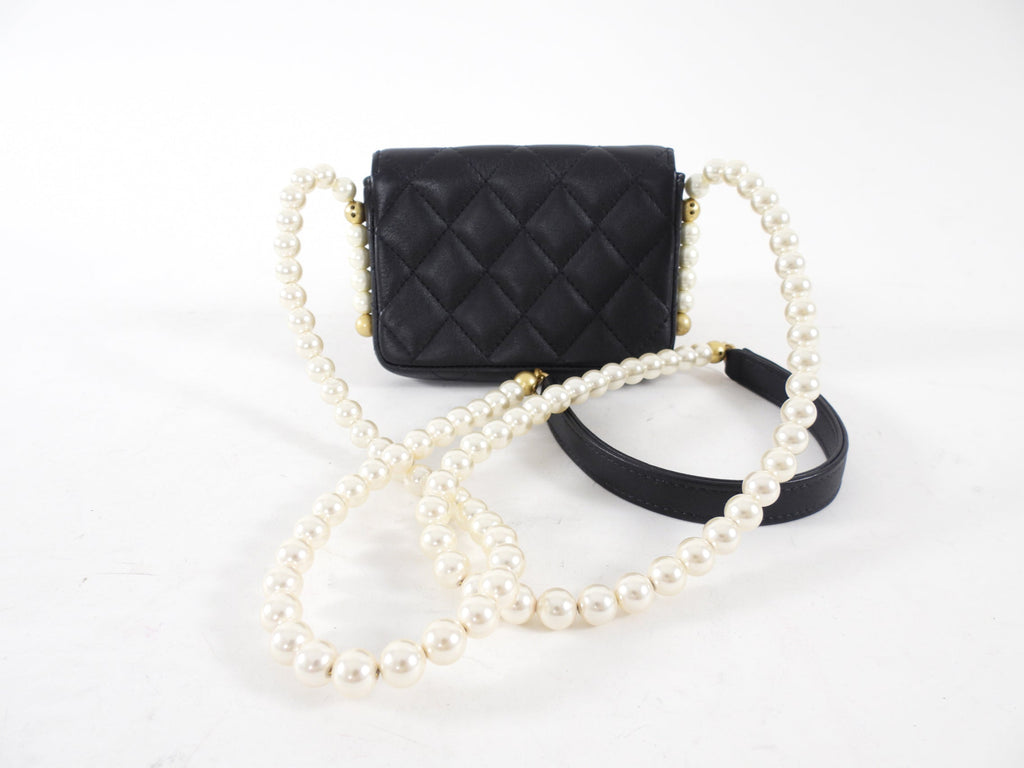 Chanel Black About Pearls Mini  Holder on Strap