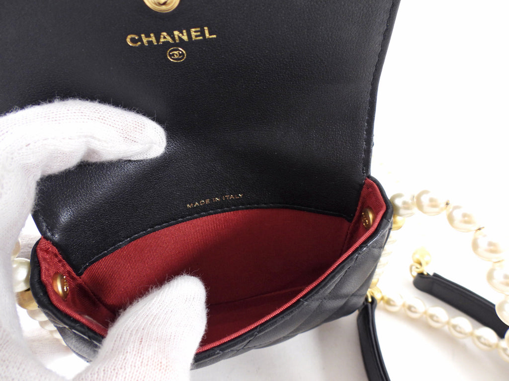 Chanel Black About Pearls Mini  Holder on Strap