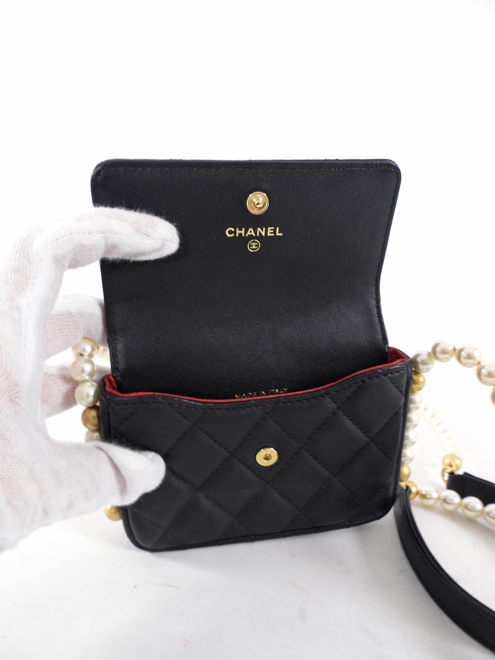 Chanel Black About Pearls Mini  Holder on Strap