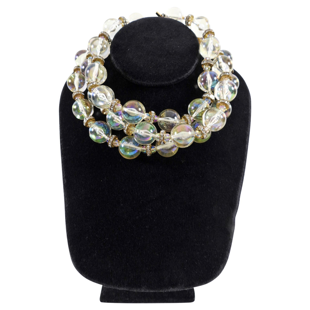 Chanel Vintage Early 1990's Triple Strand Acrylic Bead Necklace