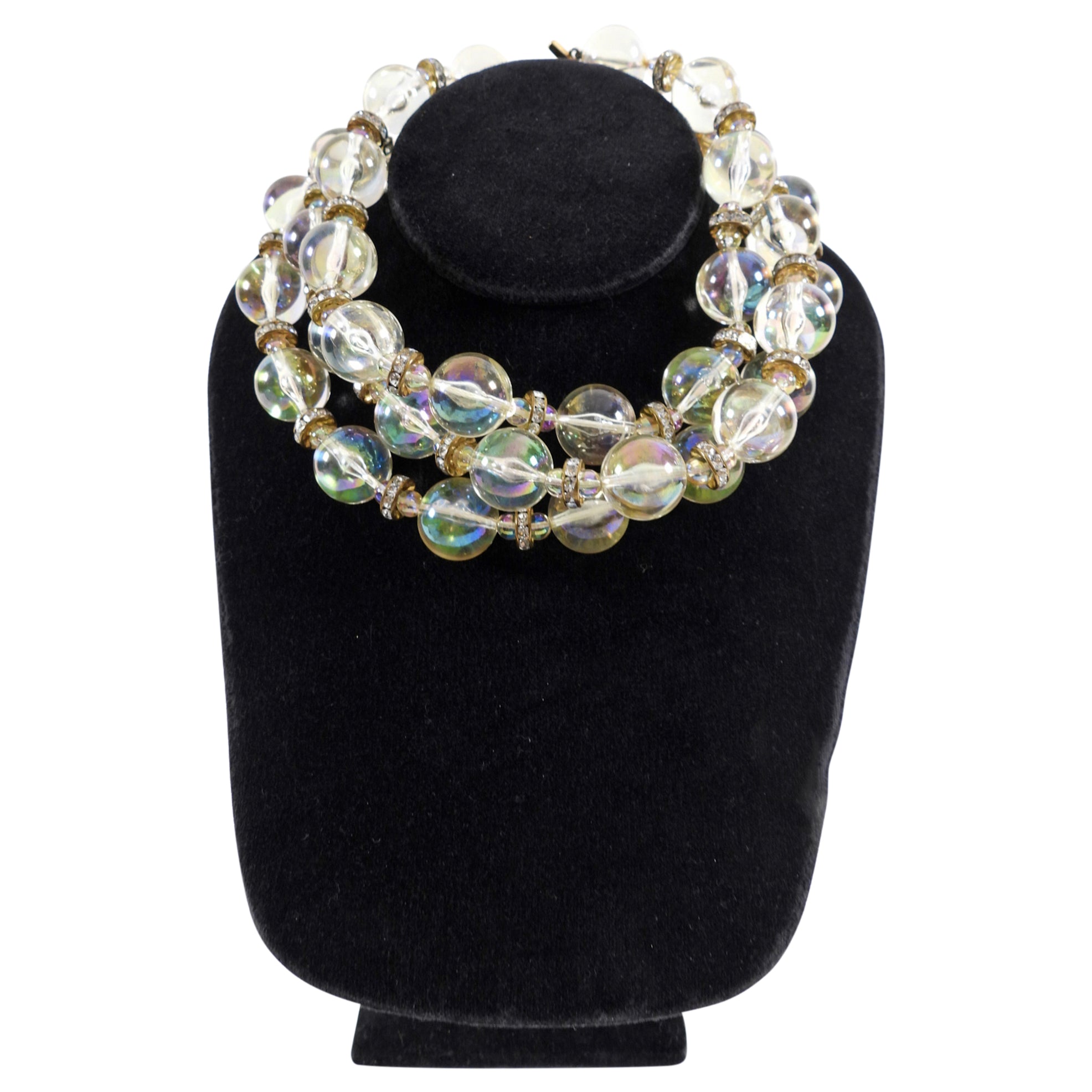 Chanel Vintage Early 1990's Triple Strand Acrylic Bead Necklace