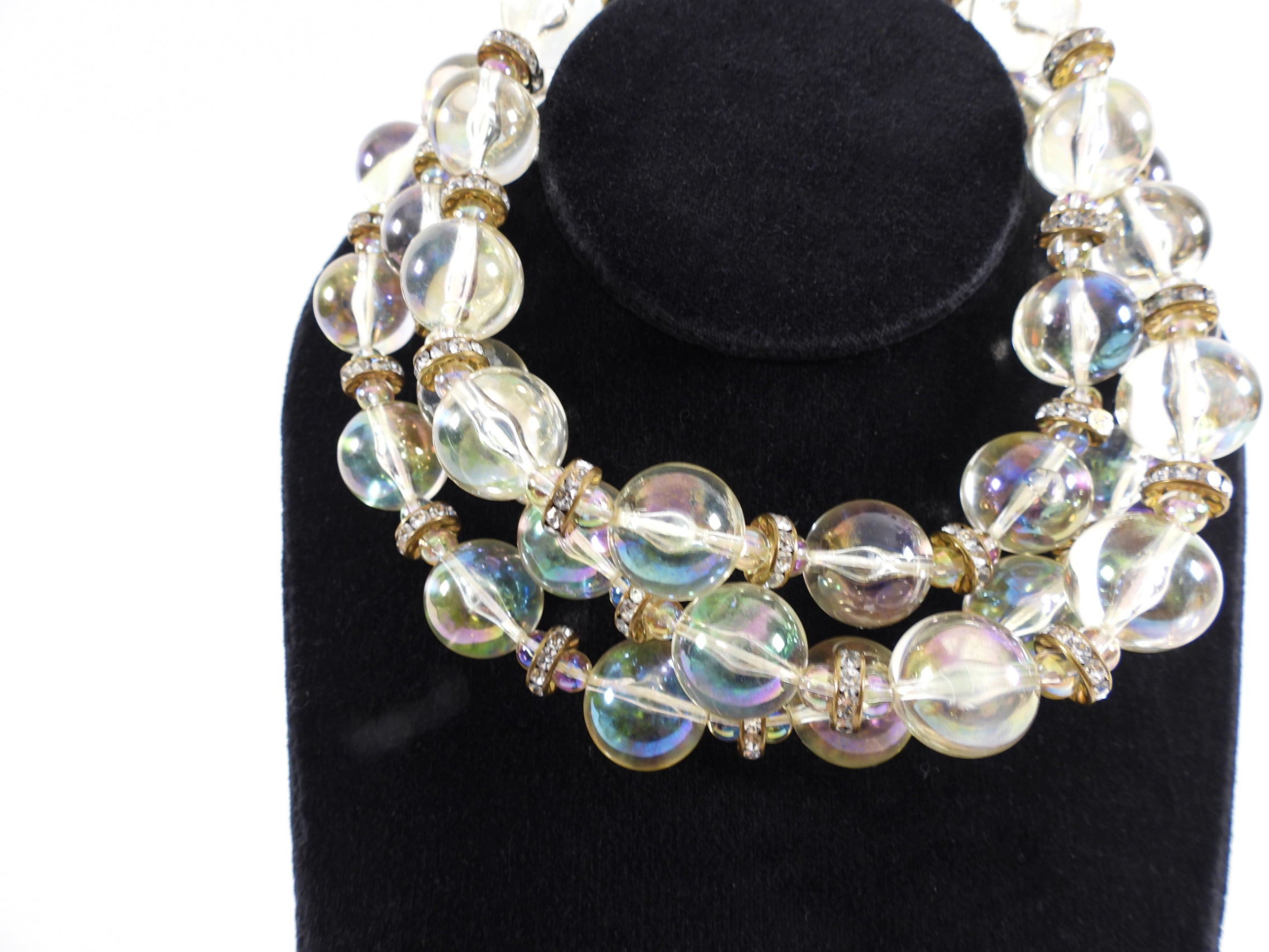 Chanel Vintage Early 1990's Triple Strand Acrylic Bead Necklace